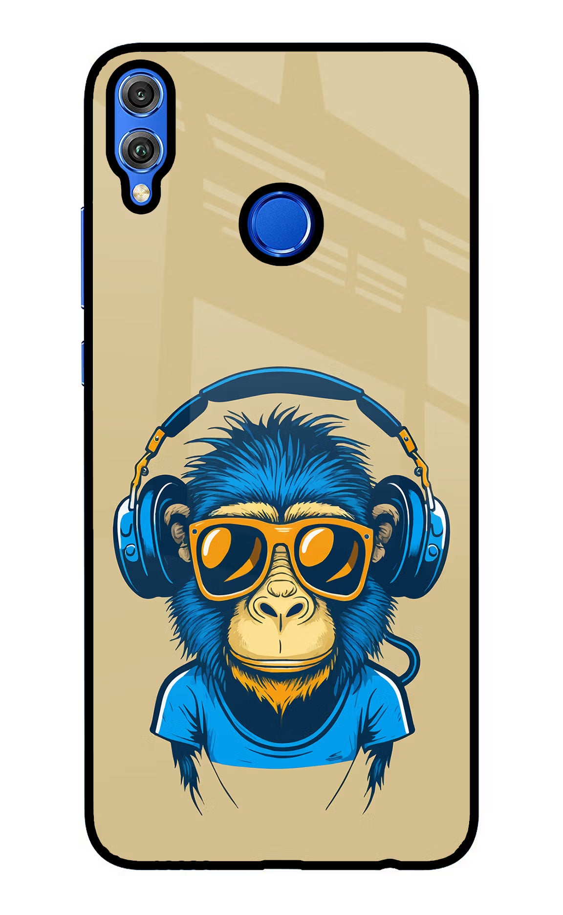 Monkey Headphone Honor 8X Back Cover - Monkey Headphone Honor 8X Glass Case Back Cover by Casekaro Monkey Headphone Honor 8X Glass Case Back Cover by Casekaro
