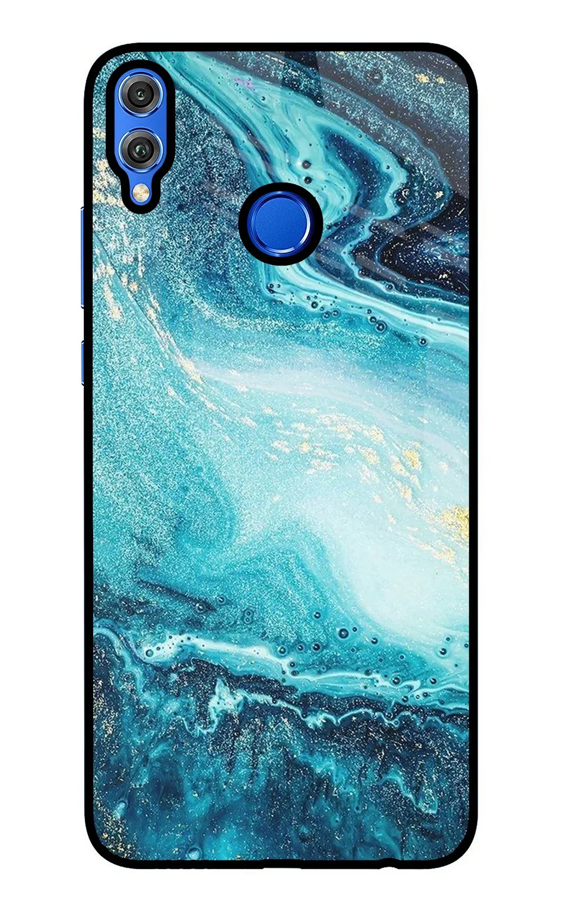 Blue Glitter Marble Honor 8X Glass Case - Blue Glitter Marble Honor 8X Glass Case Blue Glitter Marble Honor 8X Glass Case