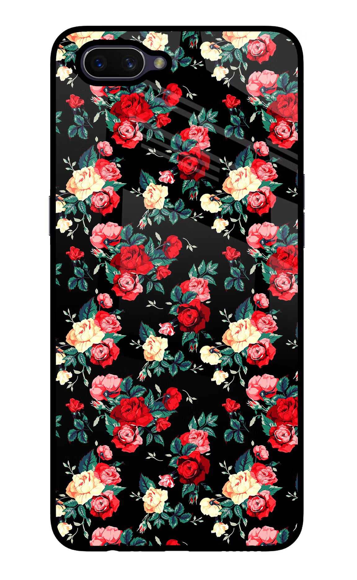Rose Pattern Oppo A3S Glass Case - Rose Pattern Oppo A3S Glass Case Rose Pattern Oppo A3S Glass Case