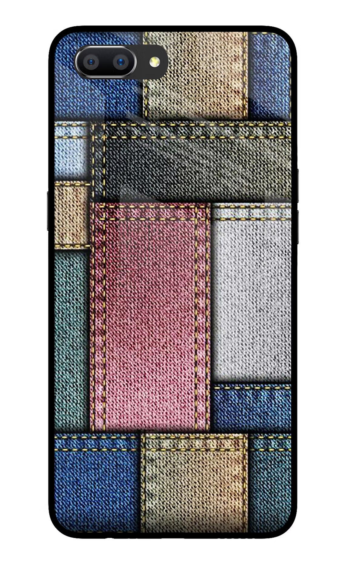 Multicolor Jeans Realme C1 Glass Case - Multicolor Jeans Realme C1 Glass Case Multicolor Jeans Realme C1 Glass Case