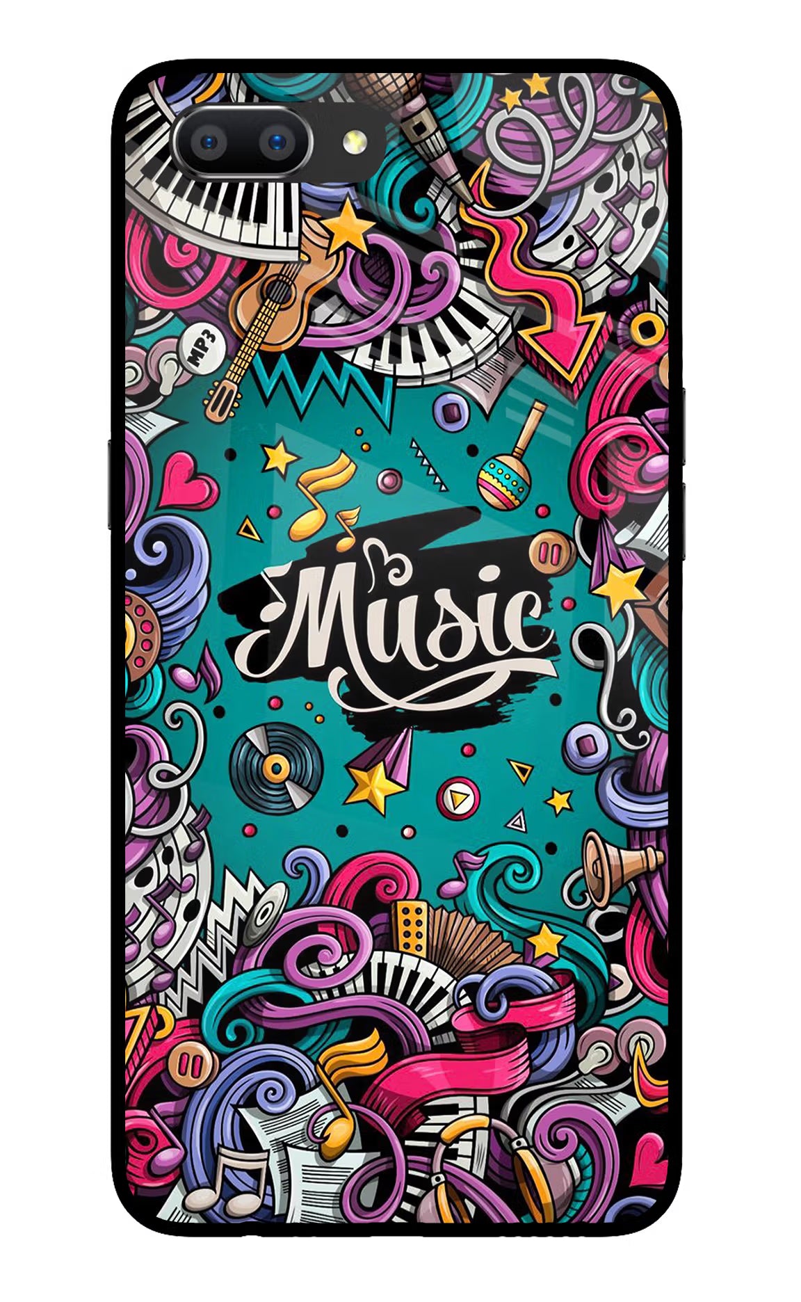 Music Graffiti Realme C1 Glass Case - Music Graffiti Realme C1 Glass Case Music Graffiti Realme C1 Glass Case
