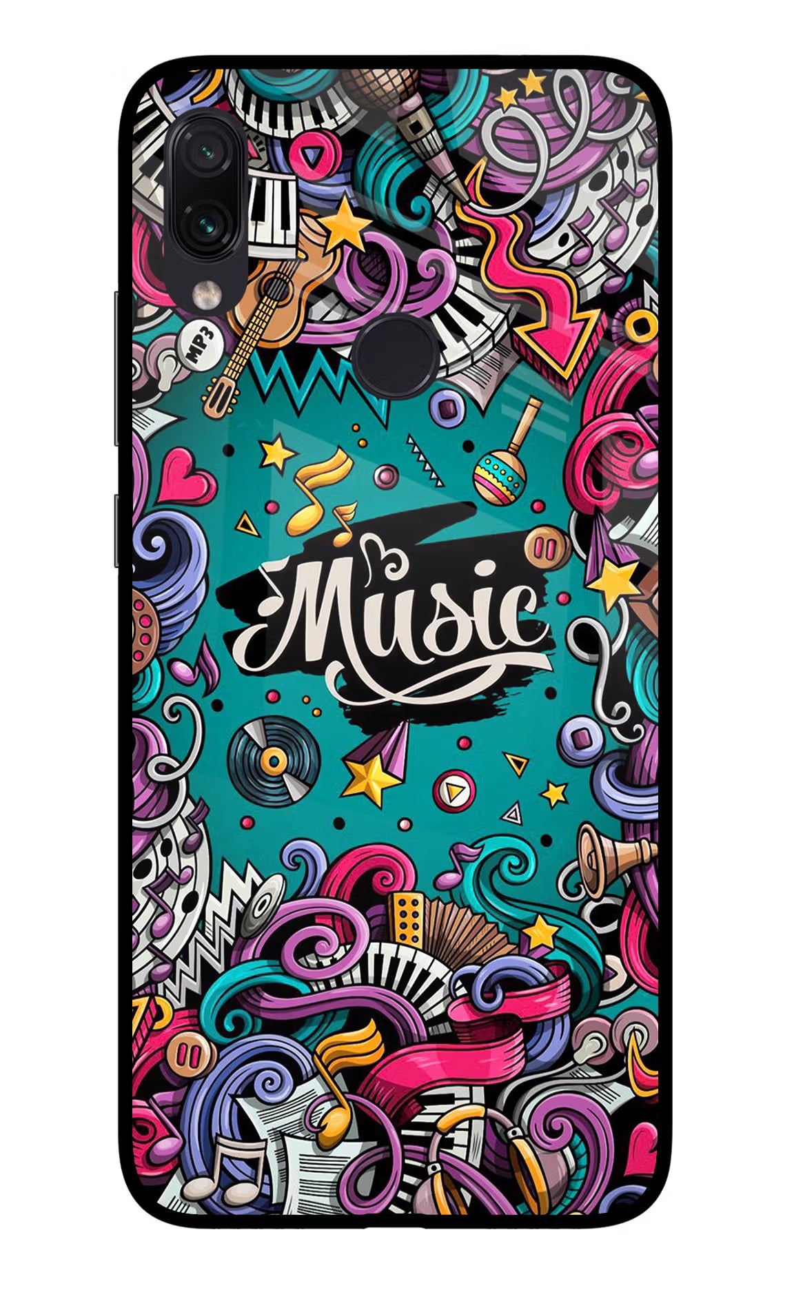 Music Graffiti Redmi Note 7 Pro Glass Case - Music Graffiti Redmi Note 7 Pro Glass Case Music Graffiti Redmi Note 7 Pro Glass Case