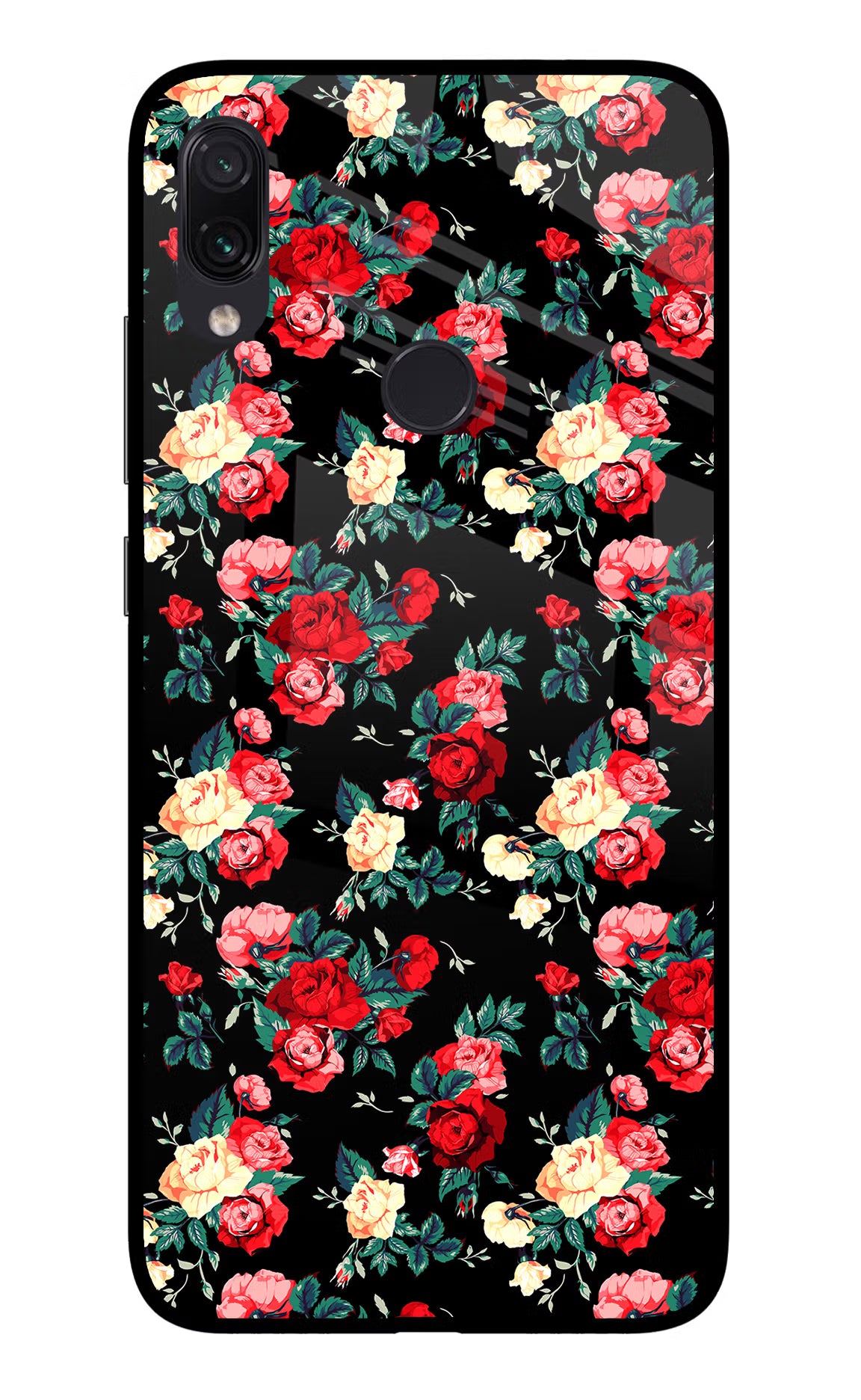 Rose Pattern Redmi Note 7 Pro Glass Case - Rose Pattern Redmi Note 7 Pro Glass Case Rose Pattern Redmi Note 7 Pro Glass Case