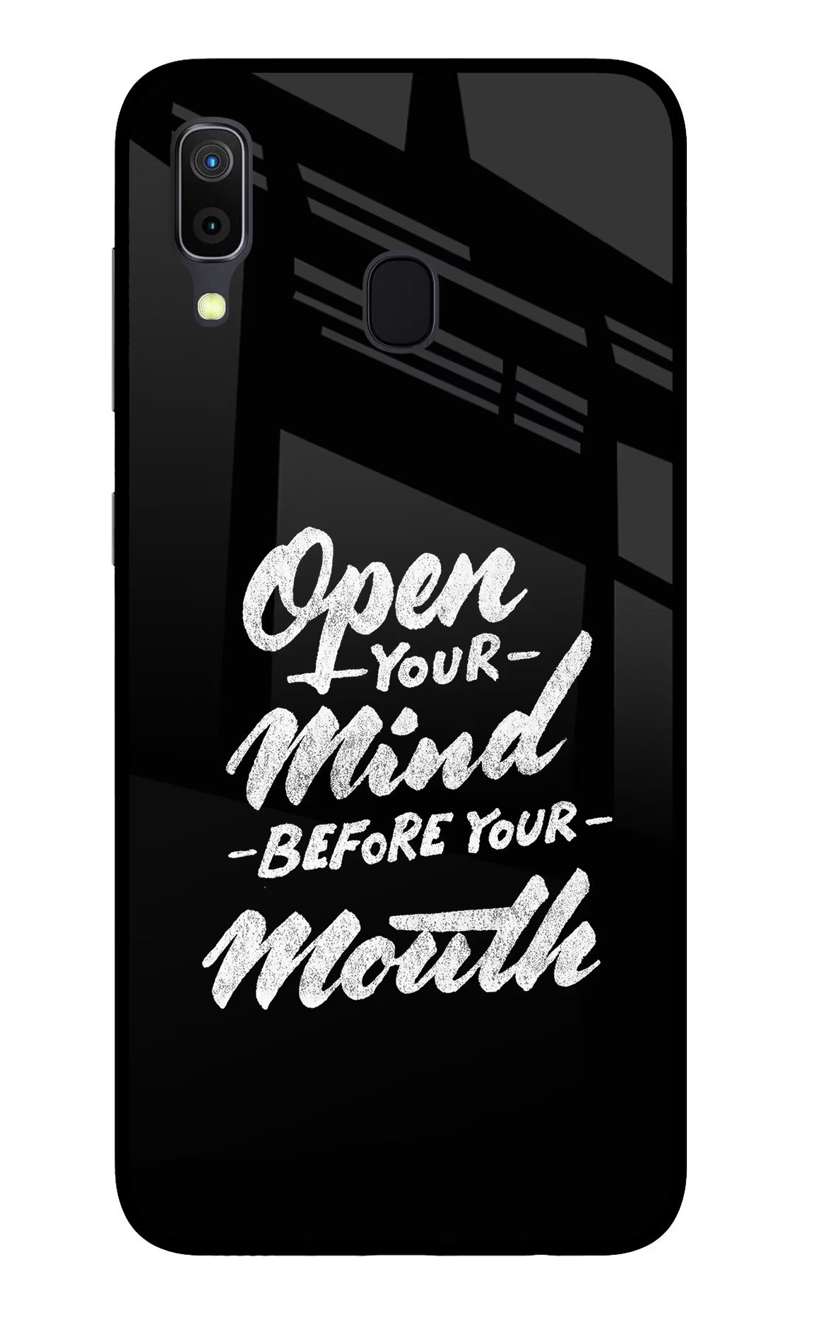 Open Your Mind Before Your Mouth Samsung A30 Glass Case - Open Your Mind Before Your Mouth Samsung A30 Glass Case Open Your Mind Before Your Mouth Samsung A30 Glass Case