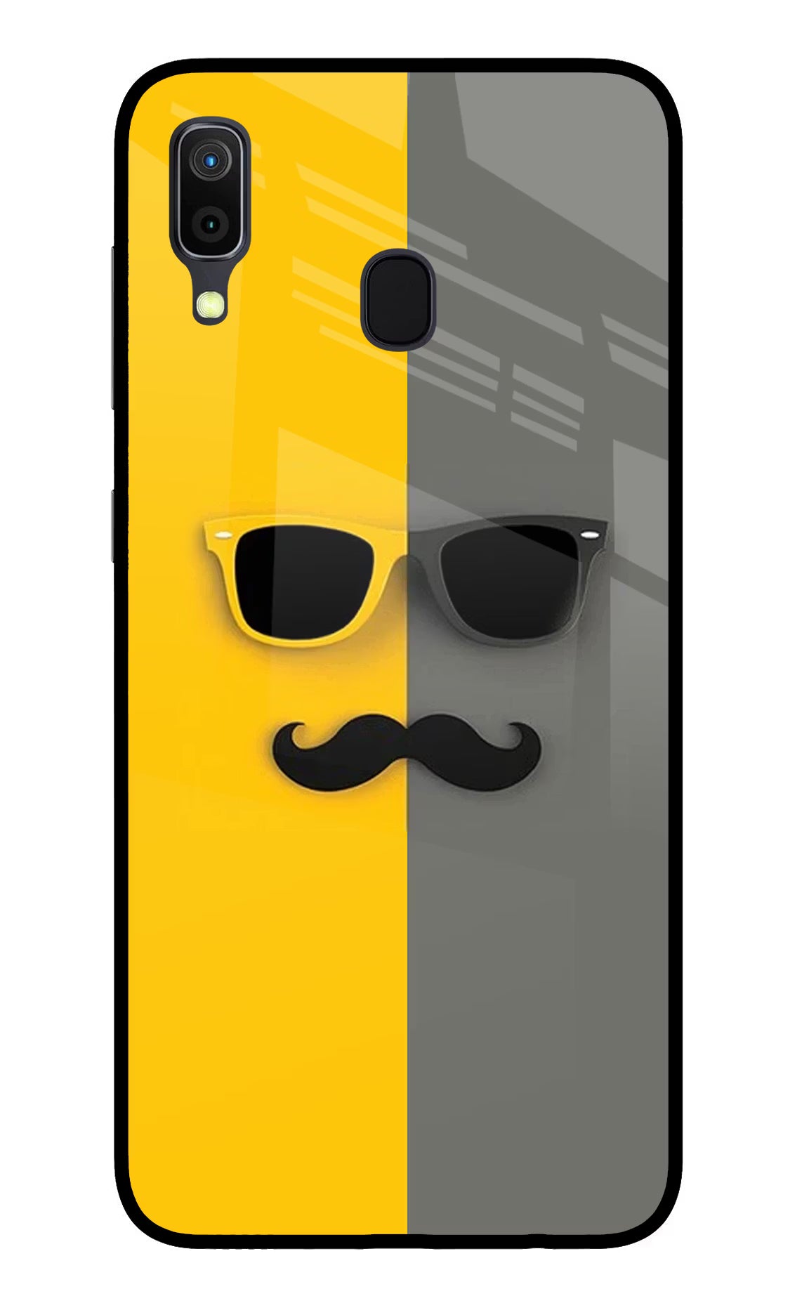 Sunglasses with Mustache Samsung A30 Glass Case - Sunglasses with Mustache Samsung A30 Glass Case Sunglasses with Mustache Samsung A30 Glass Case