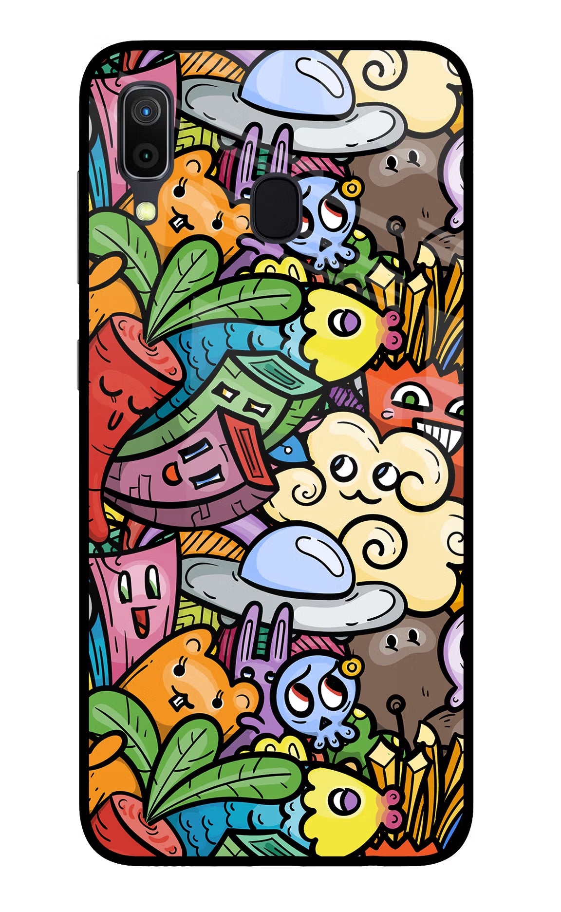 Veggie Doodle Samsung A30 Glass Case - Veggie Doodle Samsung A30 Glass Case Veggie Doodle Samsung A30 Glass Case