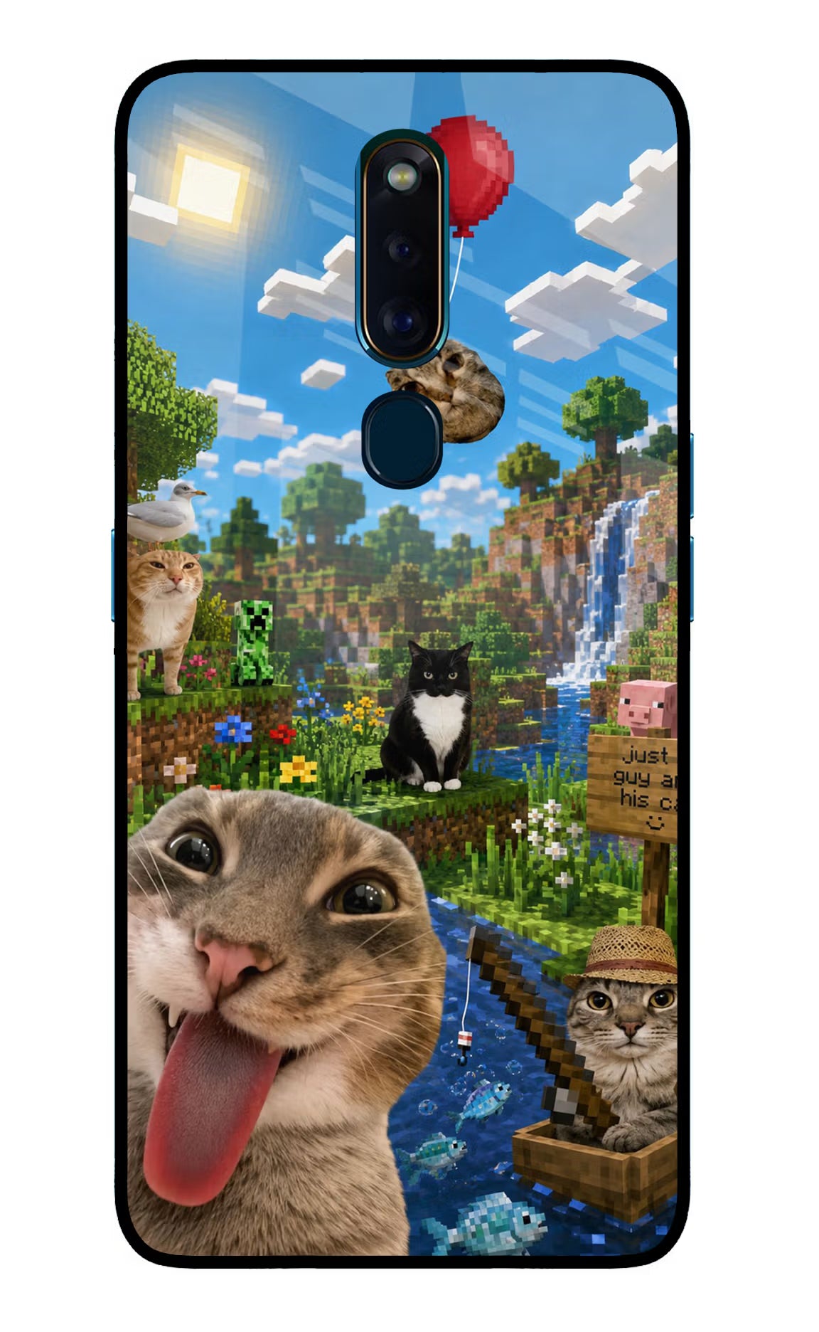 Minecraft Cat Chaos Oppo F11 Pro Glass Case - Minecraft Cat Chaos Oppo F11 Pro Glass Case Minecraft Cat Chaos Oppo F11 Pro Glass Case
