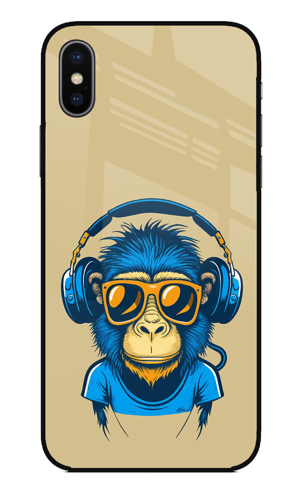 Monkey Headphone iPhone XS Glass Case - Monkey Headphone iPhone XS Glass Case Monkey Headphone iPhone XS Glass Case
