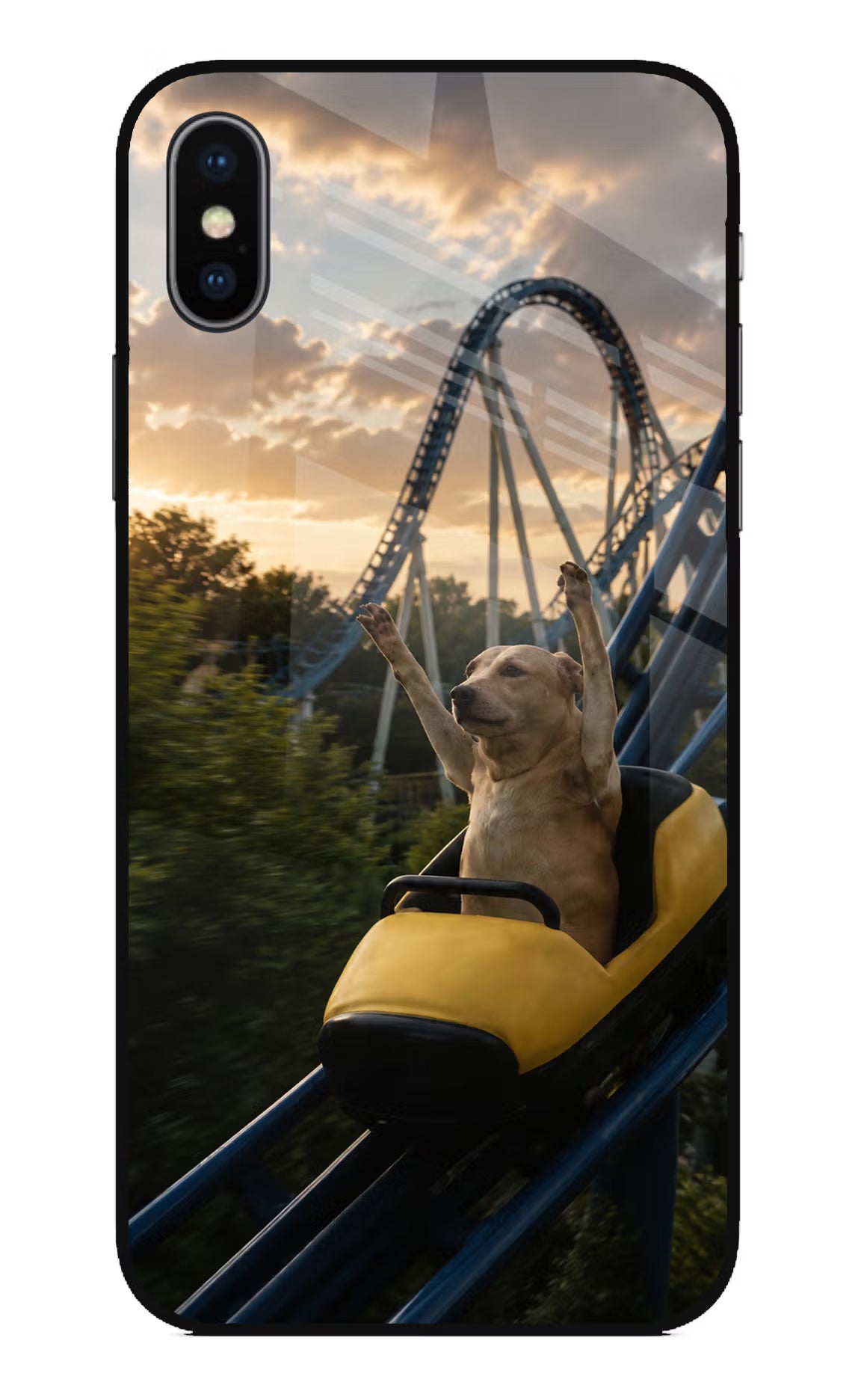 Rollercoaster Dog iPhone XS Glass Case - Rollercoaster Dog iPhone XS Glass Case Rollercoaster Dog iPhone XS Glass Case