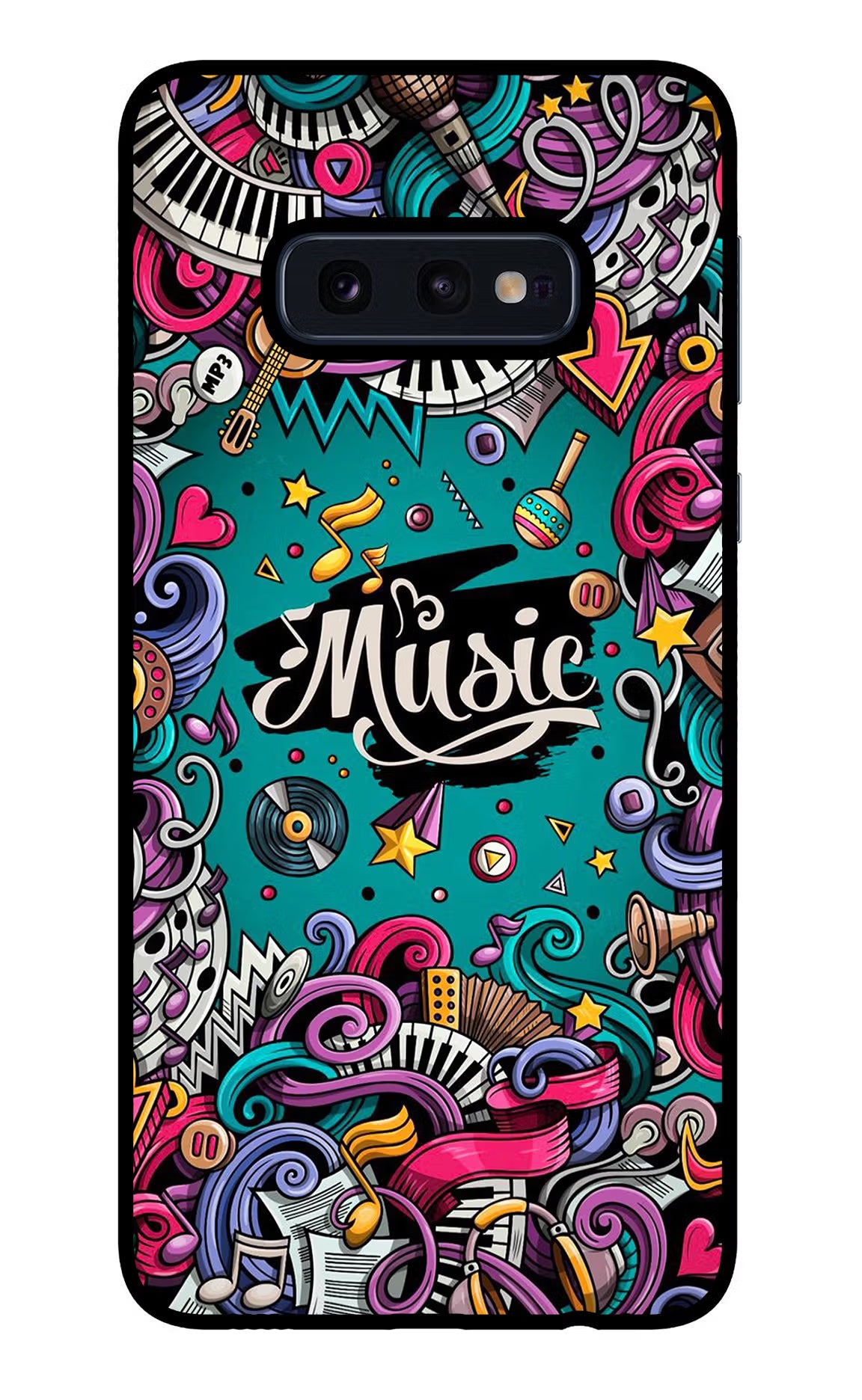 Music Graffiti Samsung S10E Back Cover - Music Graffiti Samsung S10E Glass Case Back Cover by Casekaro Music Graffiti Samsung S10E Glass Case Back Cover by Casekaro