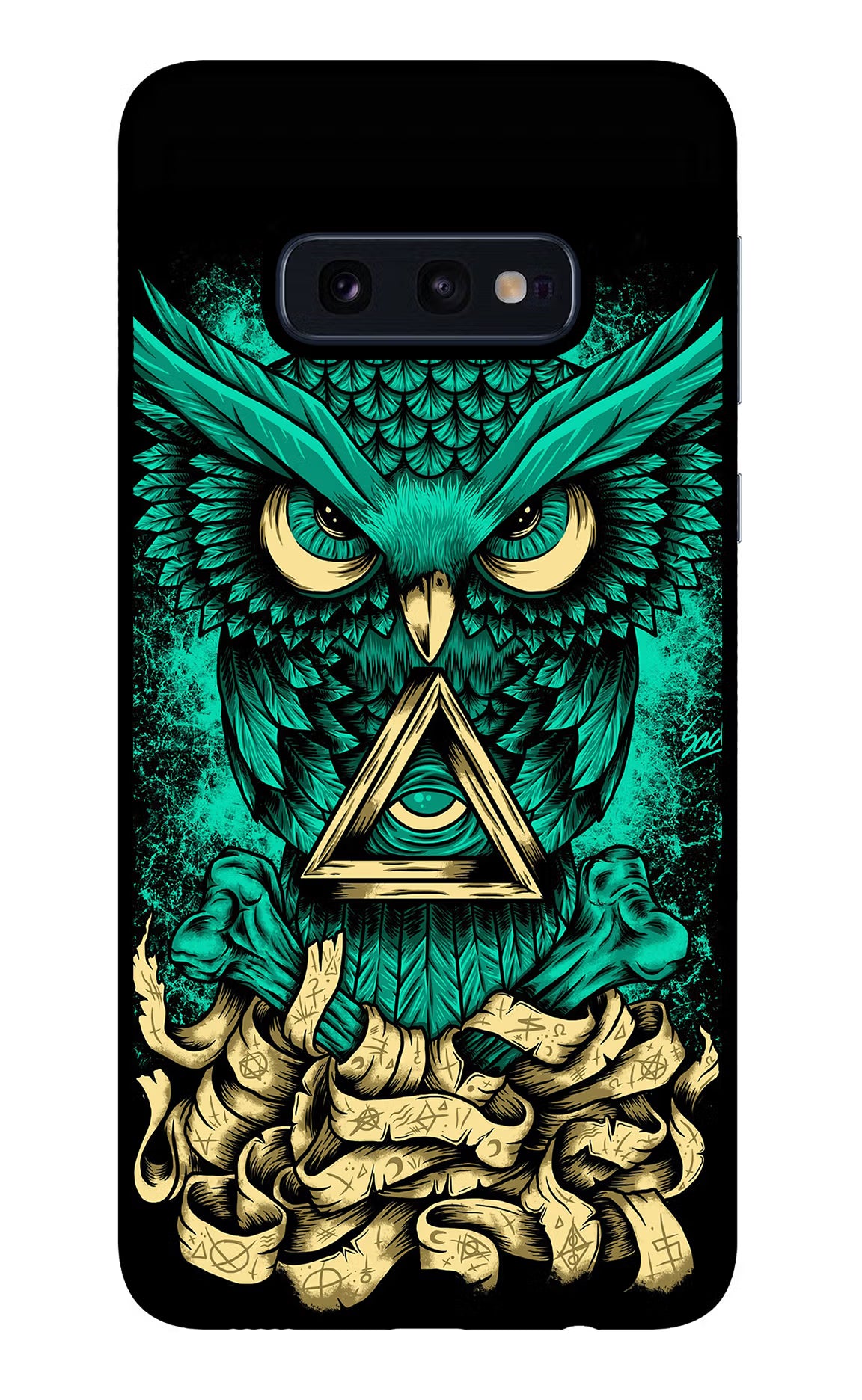 Green Owl Samsung S10E Back Cover - Green Owl Samsung S10E Glass Case Back Cover by Casekaro Green Owl Samsung S10E Glass Case Back Cover by Casekaro
