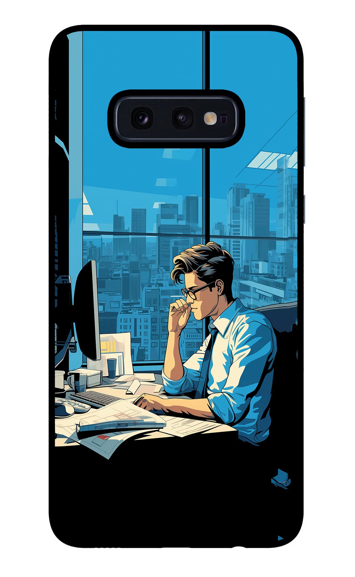 Focused Hustler (AI Generated) Samsung S10E Back Cover - Focused Hustler (AI Generated) Samsung S10E Glass Case Back Cover by Casekaro Focused Hustler (AI Generated) Samsung S10E Glass Case Back Cover by Casekaro