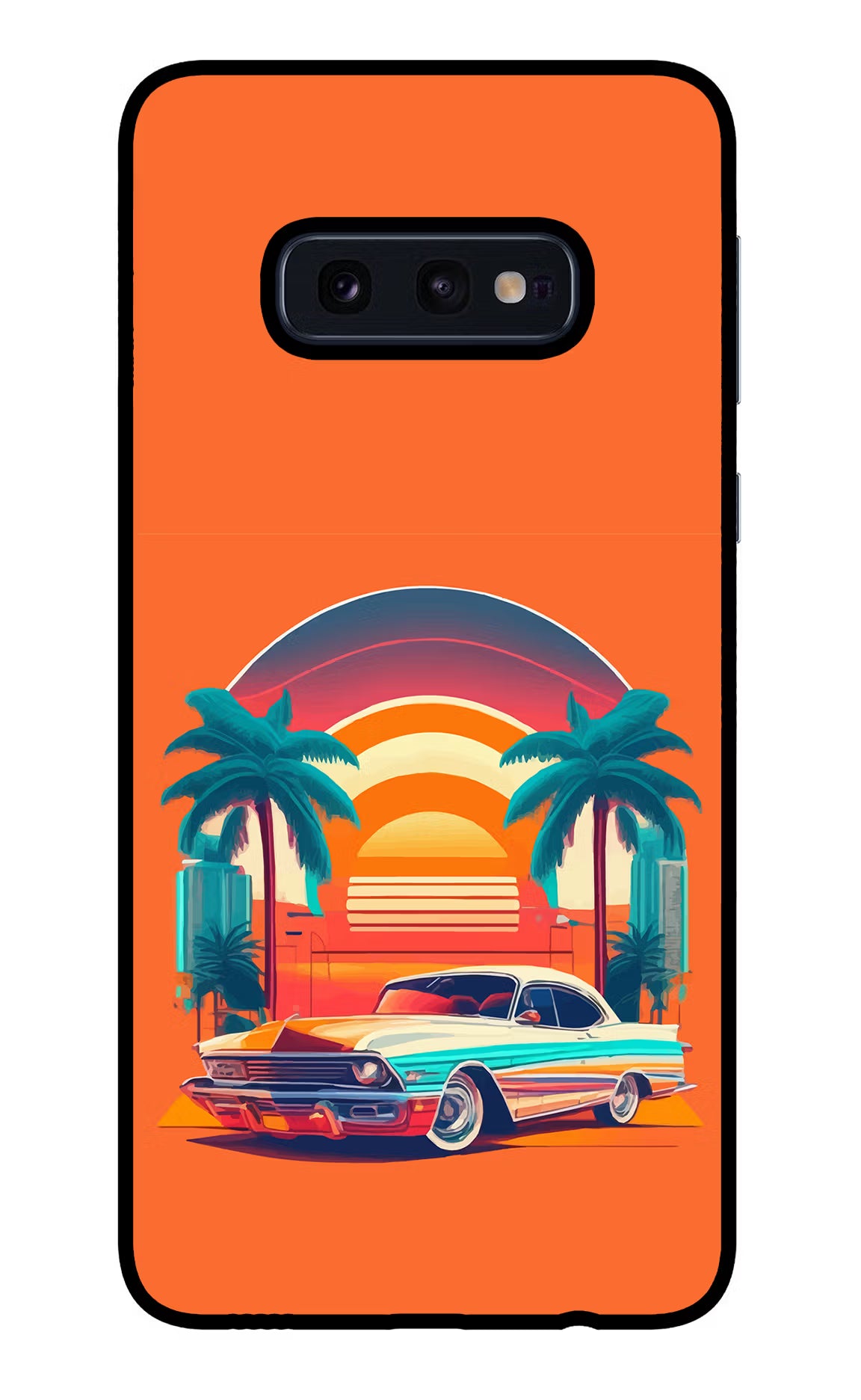 Palm Drive 80s Samsung S10E Back Cover - Palm Drive 80s Samsung S10E Glass Case Back Cover by Casekaro Palm Drive 80s Samsung S10E Glass Case Back Cover by Casekaro