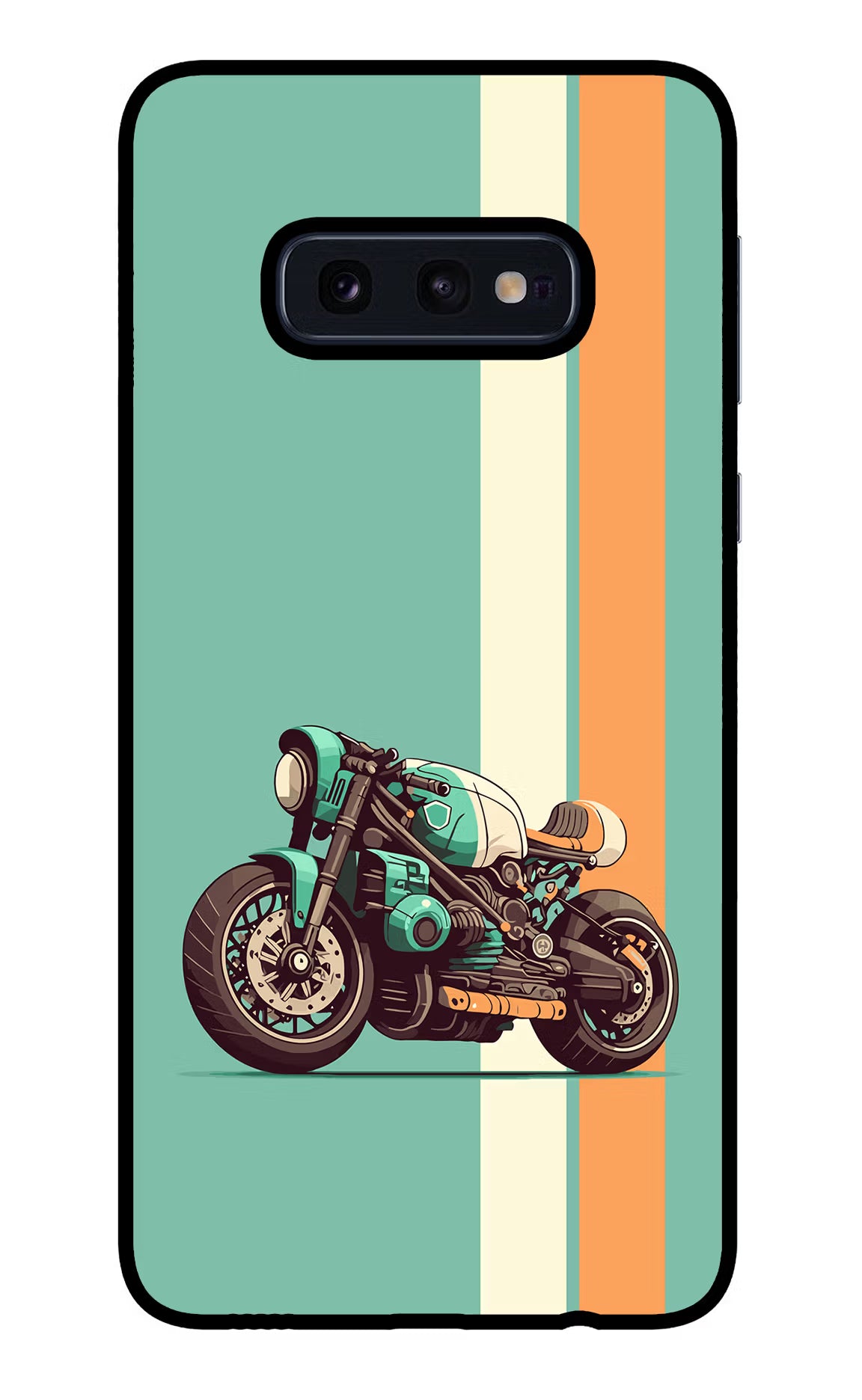 Striped Moto Drift Samsung S10E Back Cover - Striped Moto Drift Samsung S10E Glass Case Back Cover by Casekaro Striped Moto Drift Samsung S10E Glass Case Back Cover by Casekaro