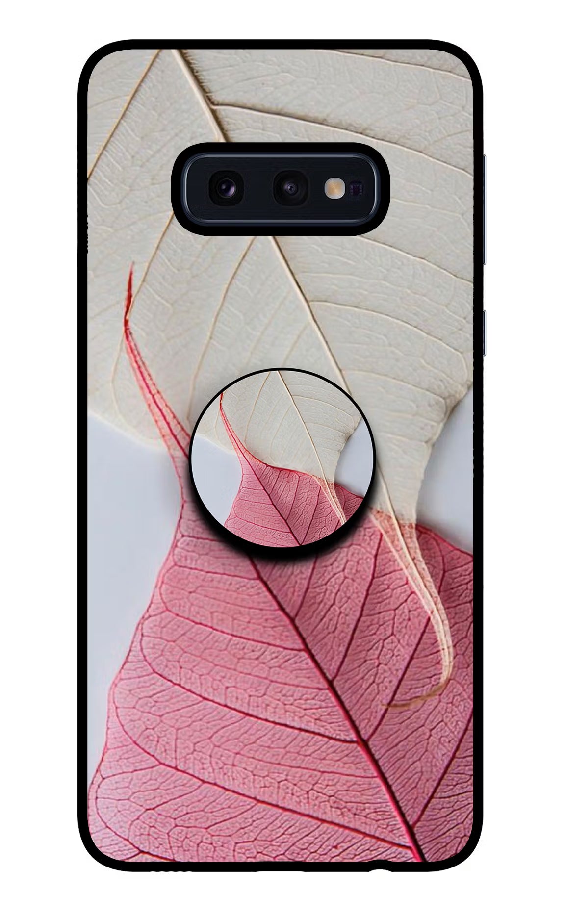 White Pink Leaf Samsung S10E Pop Case - White Pink Leaf Samsung S10E Pop Case by Casekaro White Pink Leaf Samsung S10E Pop Case by Casekaro