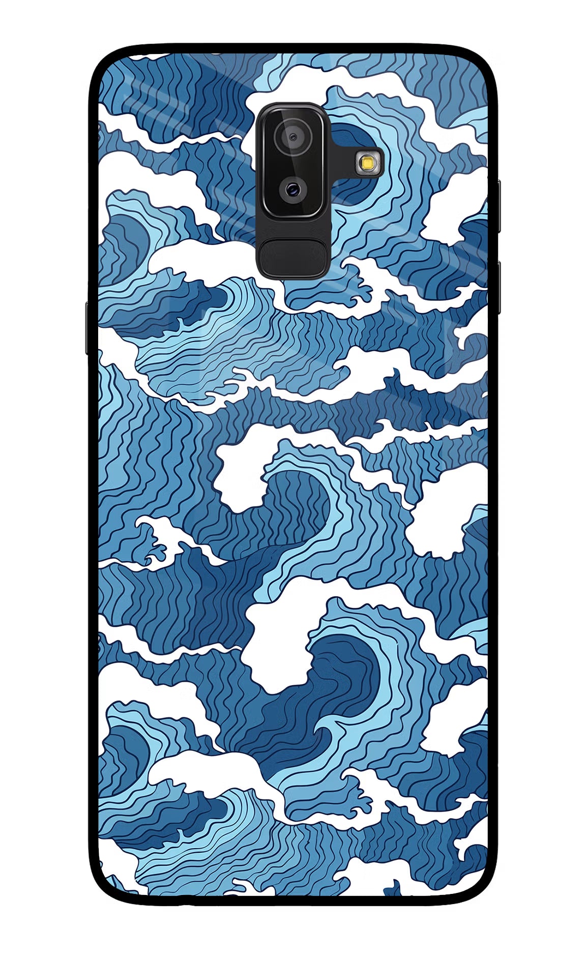 Blue Waves Samsung On8 2018 Back Cover - Blue Waves Samsung On8 2018 Glass Case Back Cover by Casekaro Blue Waves Samsung On8 2018 Glass Case Back Cover by Casekaro