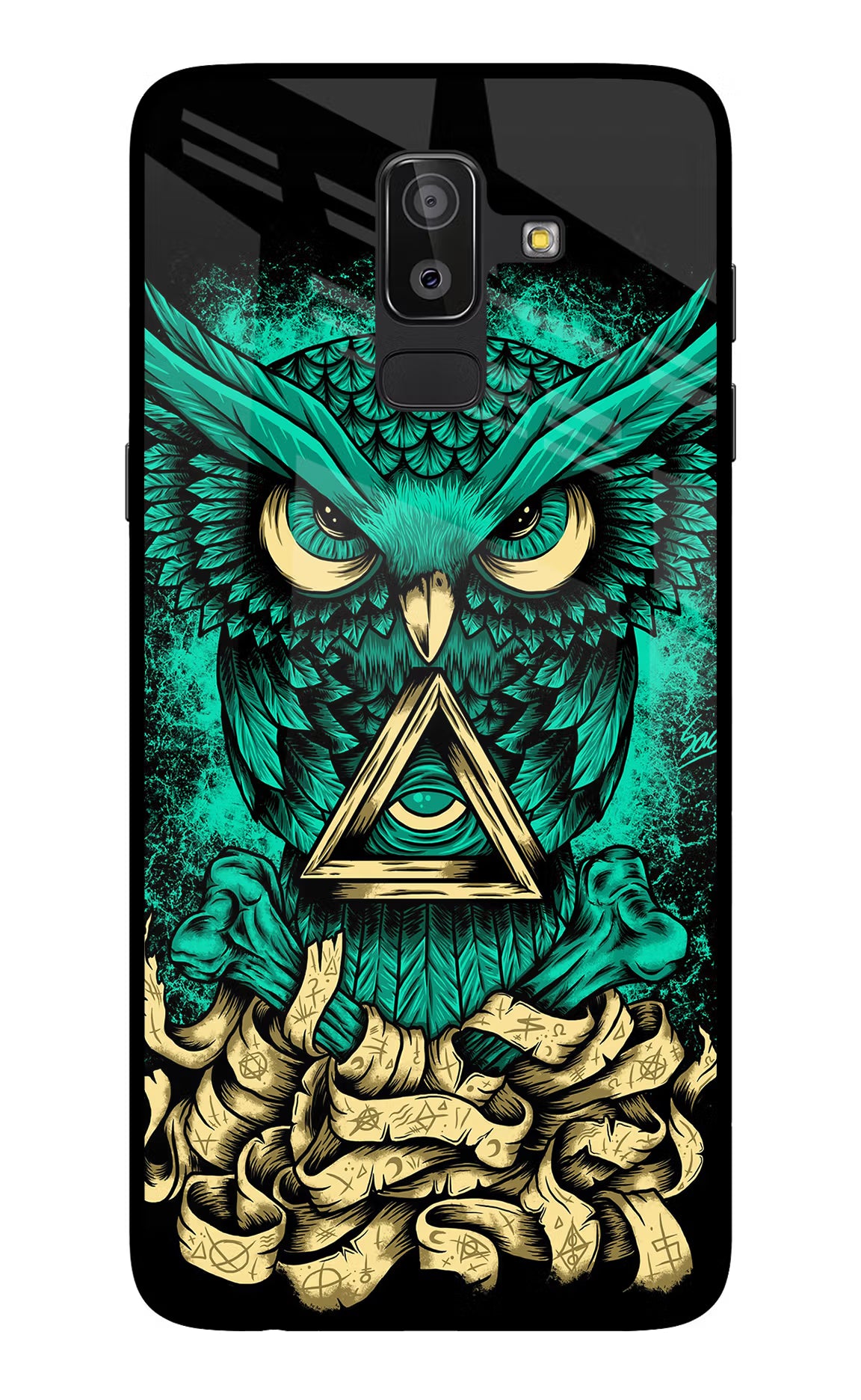 Green Owl Samsung On8 2018 Back Cover - Green Owl Samsung On8 2018 Glass Case Back Cover by Casekaro Green Owl Samsung On8 2018 Glass Case Back Cover by Casekaro