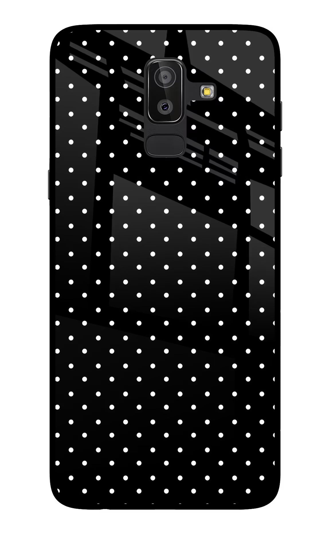White Dots Samsung On8 2018 Back Cover - White Dots Samsung On8 2018 Glass Case Back Cover by Casekaro White Dots Samsung On8 2018 Glass Case Back Cover by Casekaro