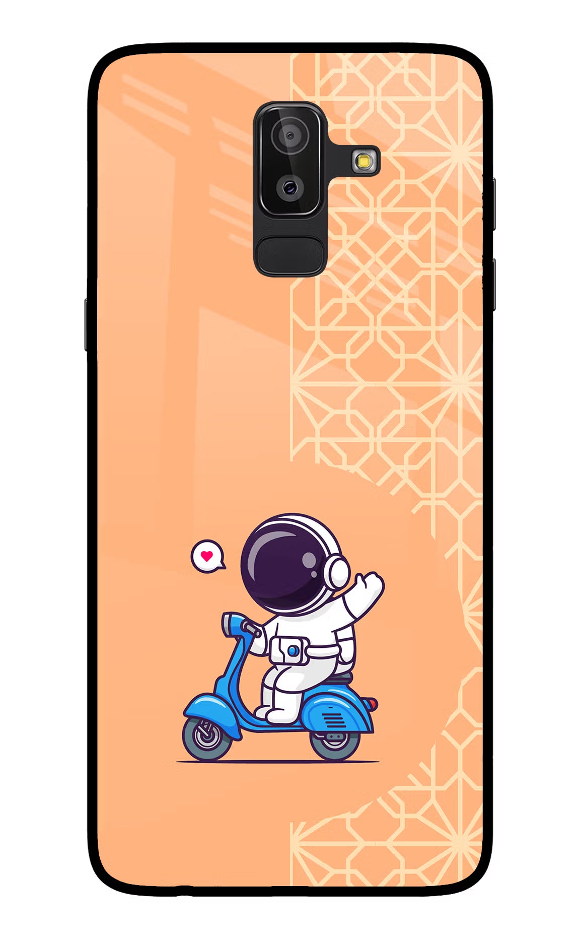 Cute Astronaut Riding Samsung On8 2018 Back Cover - Cute Astronaut Riding Samsung On8 2018 Glass Case Back Cover by Casekaro Cute Astronaut Riding Samsung On8 2018 Glass Case Back Cover by Casekaro