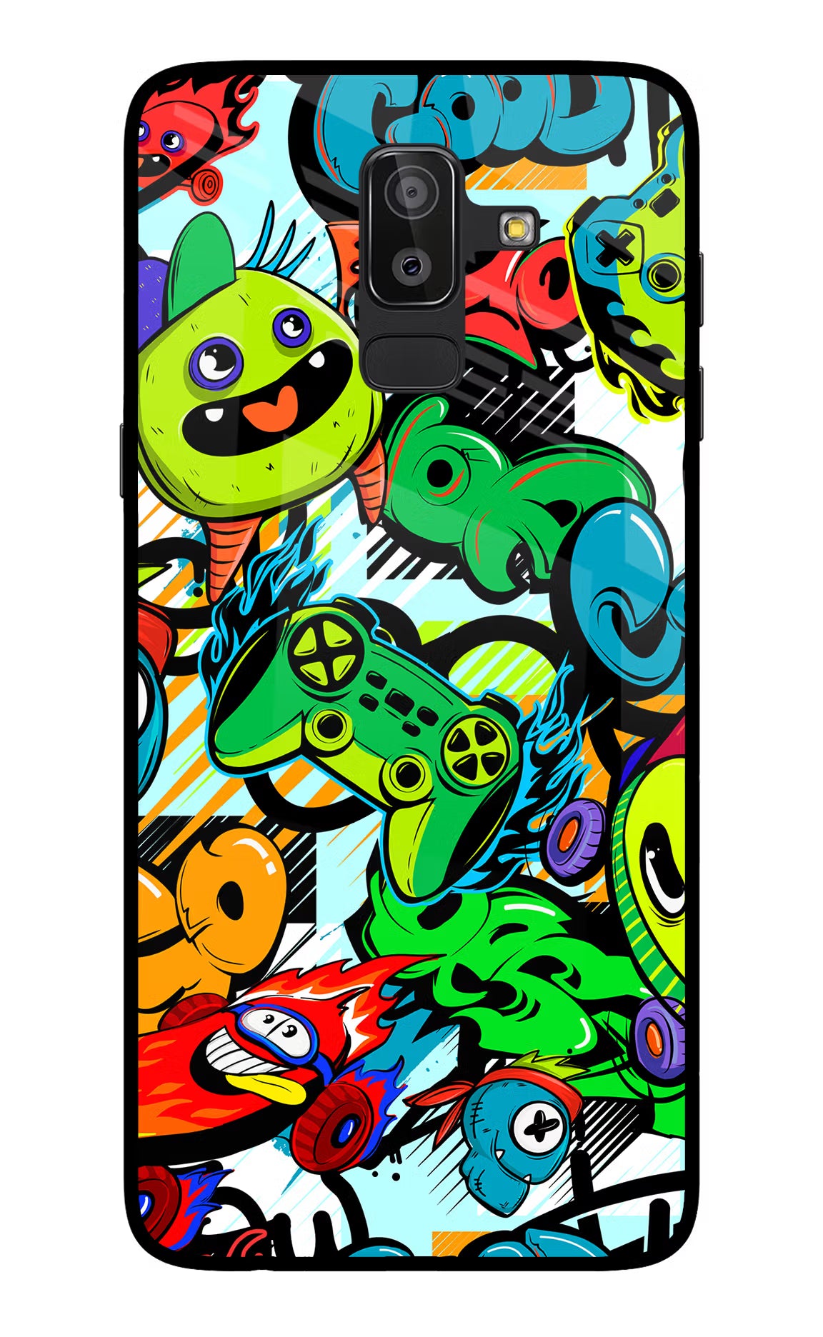 Game Doodle Samsung On8 2018 Glass Case - Game Doodle Samsung On8 2018 Glass Case Game Doodle Samsung On8 2018 Glass Case