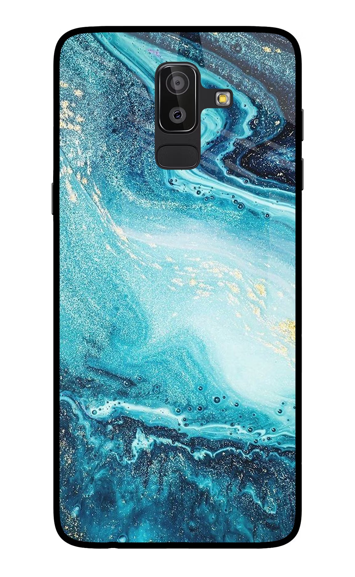 Blue Glitter Marble Samsung On8 2018 Back Cover - Blue Glitter Marble Samsung On8 2018 Glass Case Back Cover by Casekaro Blue Glitter Marble Samsung On8 2018 Glass Case Back Cover by Casekaro