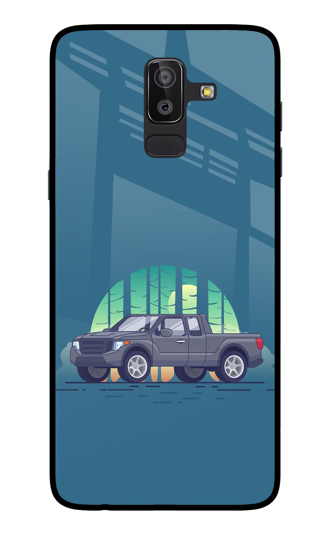 Retro Garage Vibe Samsung On8 2018 Back Cover - Retro Garage Vibe Samsung On8 2018 Glass Case Back Cover by Casekaro Retro Garage Vibe Samsung On8 2018 Glass Case Back Cover by Casekaro