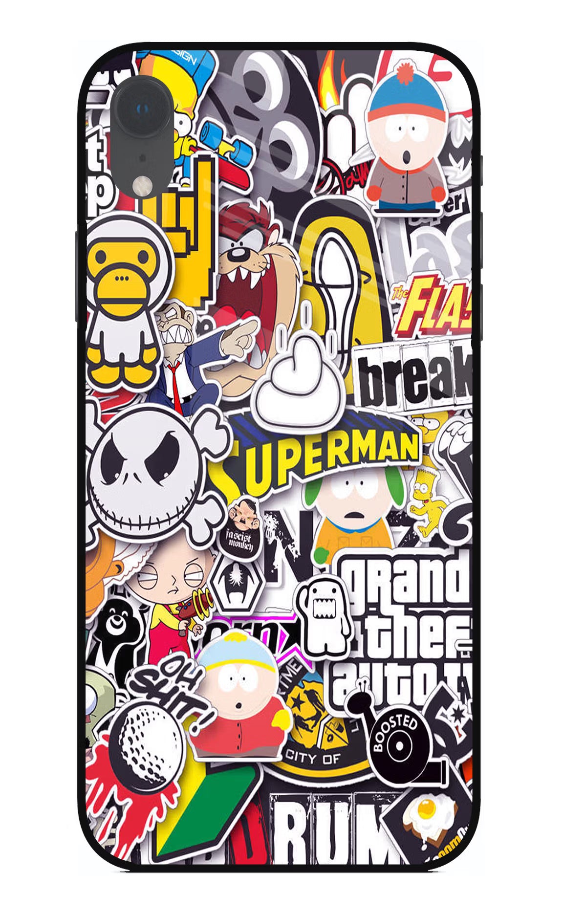 Sticker Bomb iPhone XR Glass Case - Sticker Bomb iPhone XR Glass Case Sticker Bomb iPhone XR Glass Case