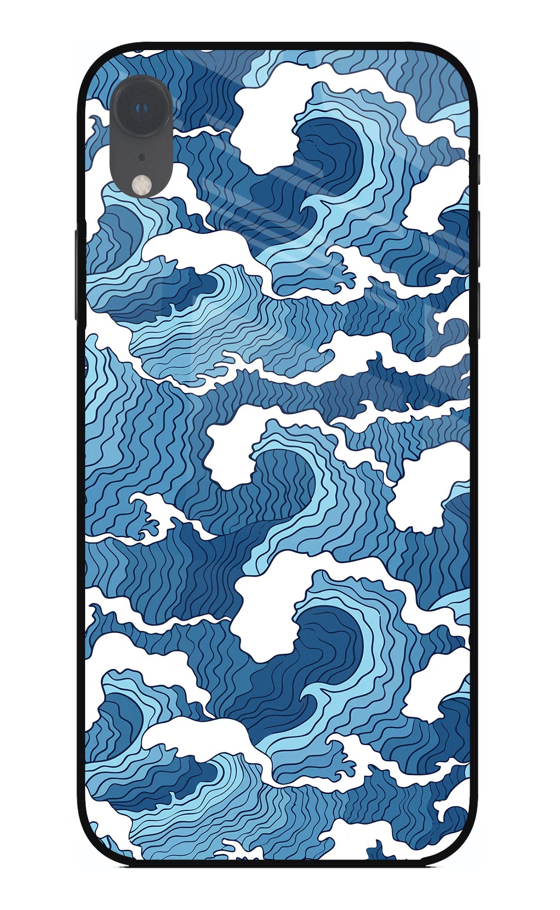 Blue Waves iPhone XR Glass Case - Blue Waves iPhone XR Glass Case Blue Waves iPhone XR Glass Case