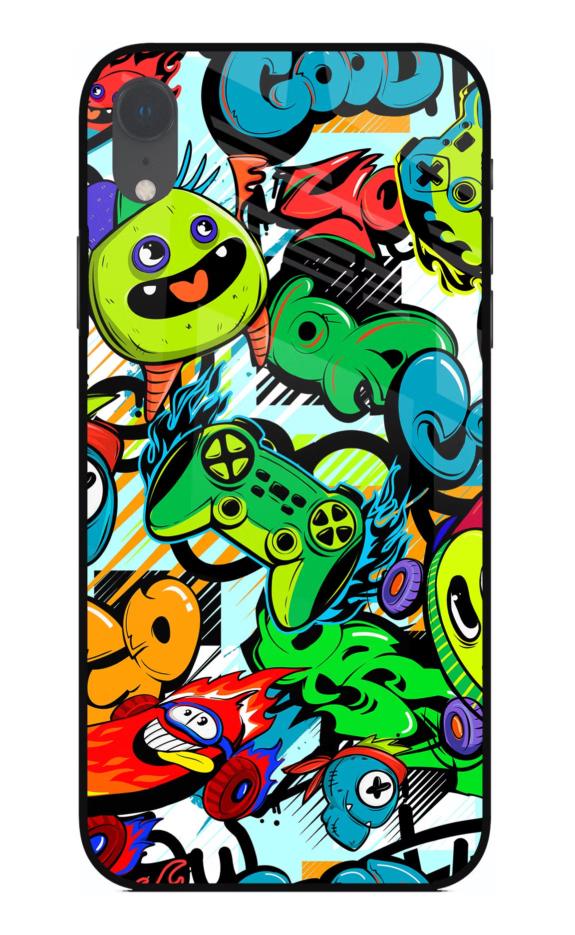Game Doodle iPhone XR Glass Case - Game Doodle iPhone XR Glass Case Game Doodle iPhone XR Glass Case