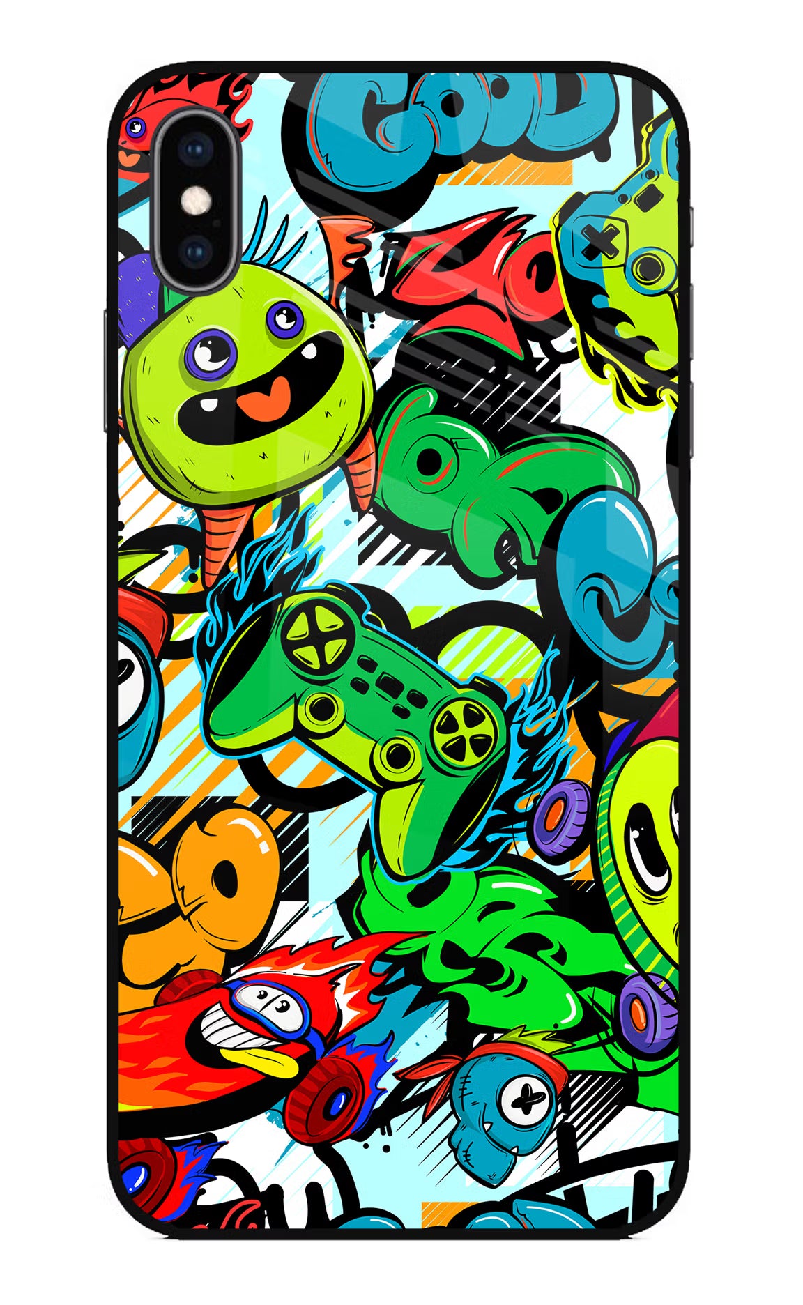 Game Doodle iPhone XS Max Glass Case - Game Doodle iPhone XS Max Glass Case Game Doodle iPhone XS Max Glass Case