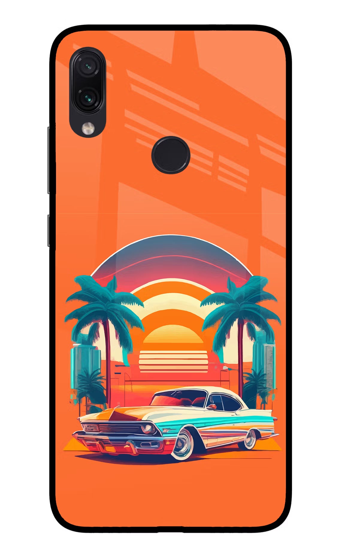 Palm Drive 80s Redmi Note 7S Glass Case - Palm Drive 80s Redmi Note 7S Glass Case Palm Drive 80s Redmi Note 7S Glass Case