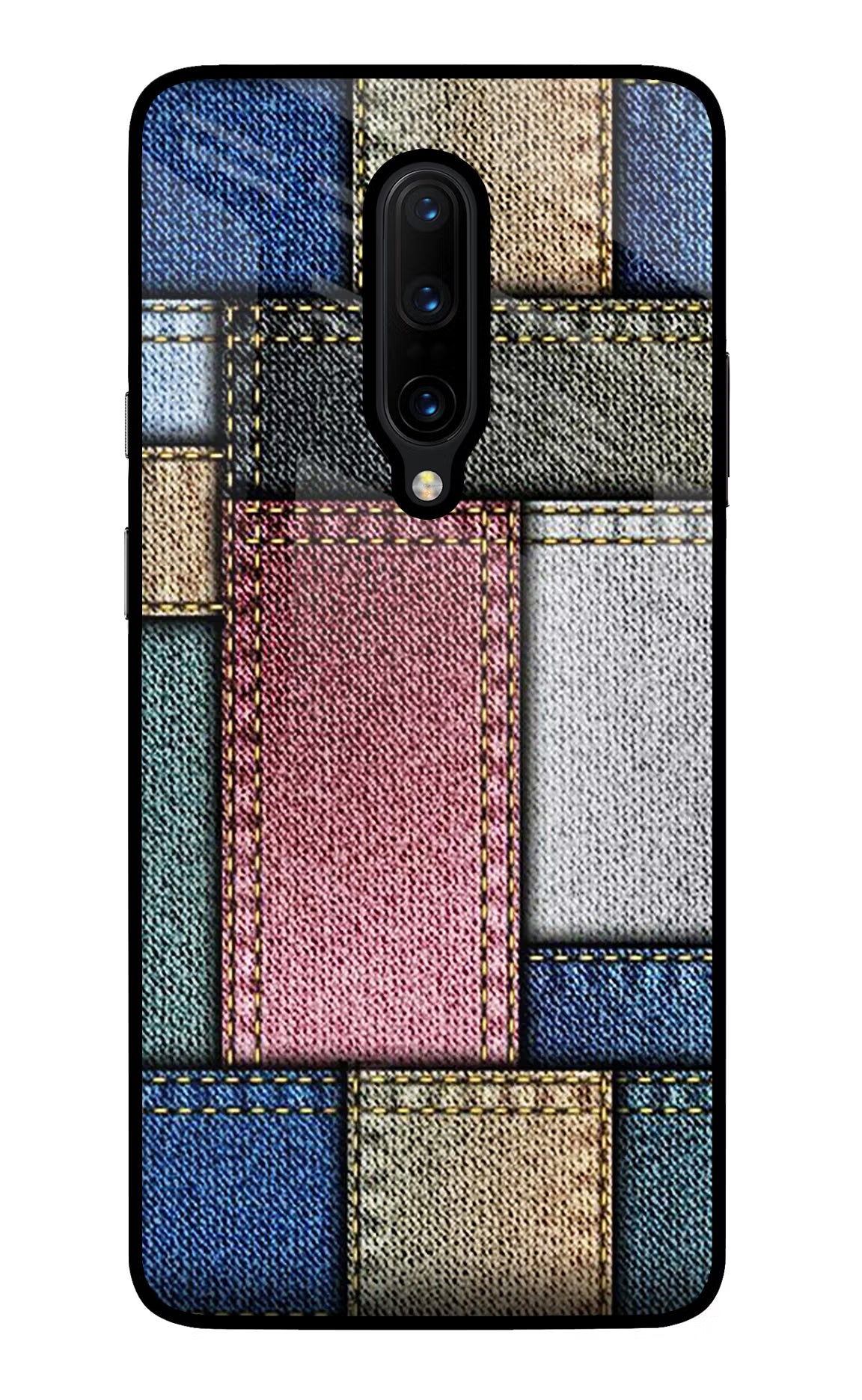 Multicolor Jeans Oneplus 7 Pro Back Cover - Multicolor Jeans Oneplus 7 Pro Glass Case Back Cover by Casekaro Multicolor Jeans Oneplus 7 Pro Glass Case Back Cover by Casekaro