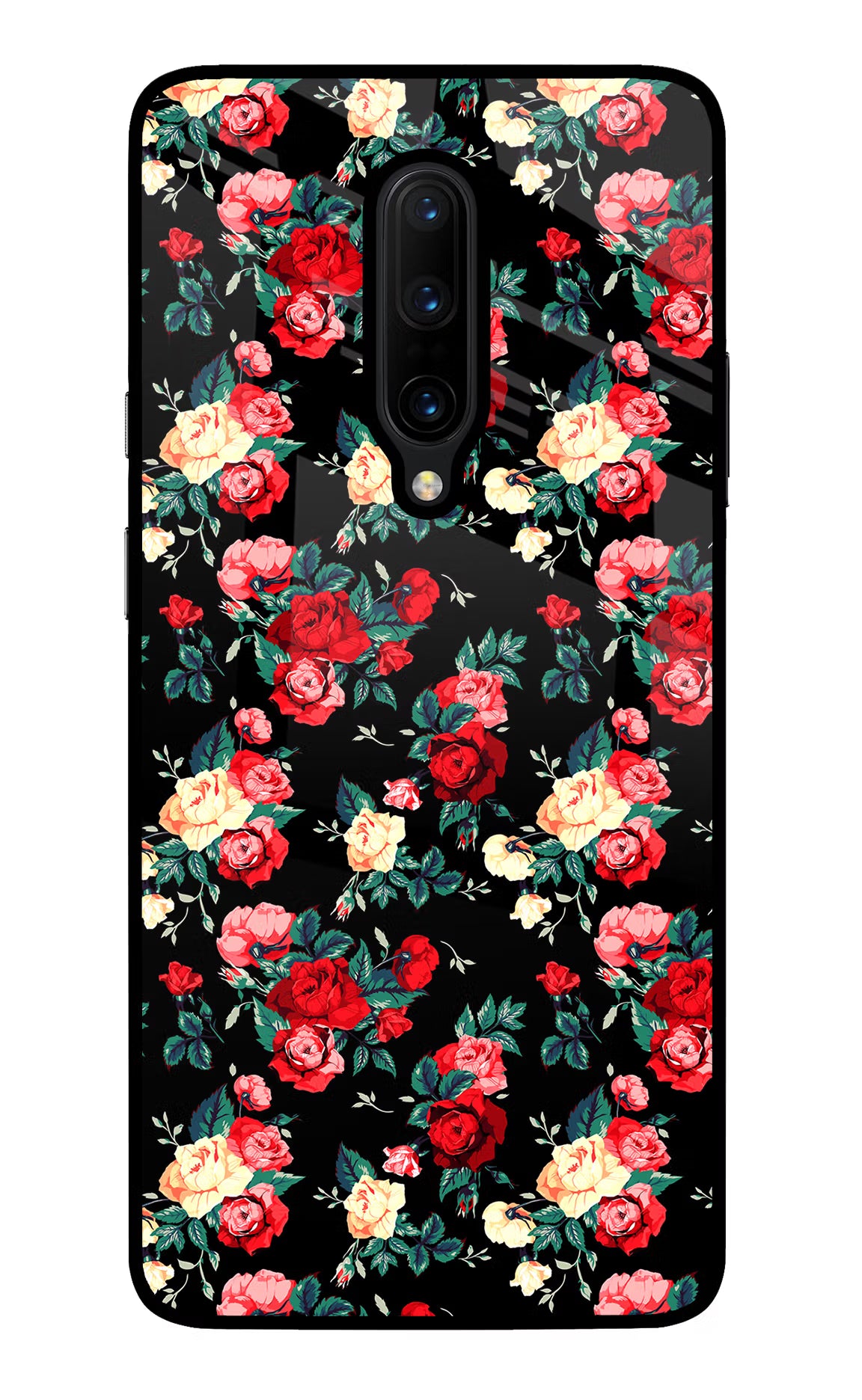 Rose Pattern Oneplus 7 Pro Back Cover - Rose Pattern Oneplus 7 Pro Glass Case Back Cover by Casekaro Rose Pattern Oneplus 7 Pro Glass Case Back Cover by Casekaro