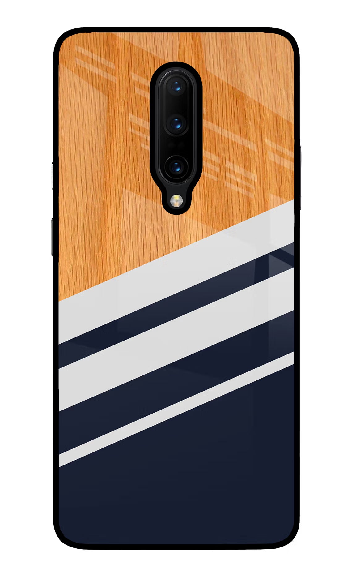Blue and white wooden Oneplus 7 Pro Back Cover - Blue and white wooden Oneplus 7 Pro Glass Case Back Cover by Casekaro Blue and white wooden Oneplus 7 Pro Glass Case Back Cover by Casekaro