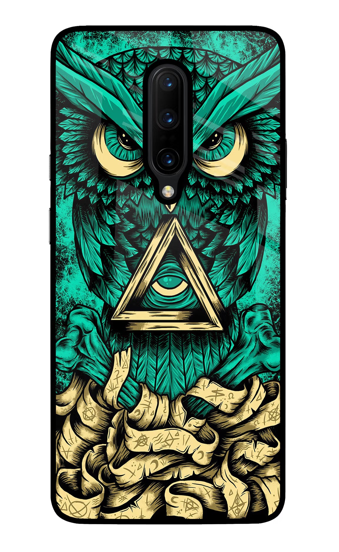 Green Owl Oneplus 7 Pro Back Cover - Green Owl Oneplus 7 Pro Glass Case Back Cover by Casekaro Green Owl Oneplus 7 Pro Glass Case Back Cover by Casekaro