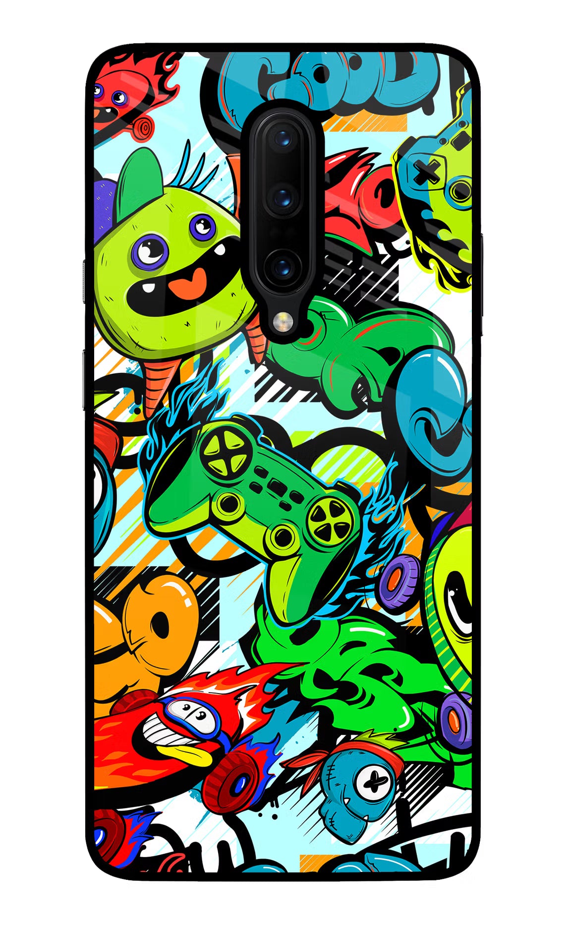 Game Doodle Oneplus 7 Pro Back Cover - Game Doodle Oneplus 7 Pro Glass Case Back Cover by Casekaro Game Doodle Oneplus 7 Pro Glass Case Back Cover by Casekaro
