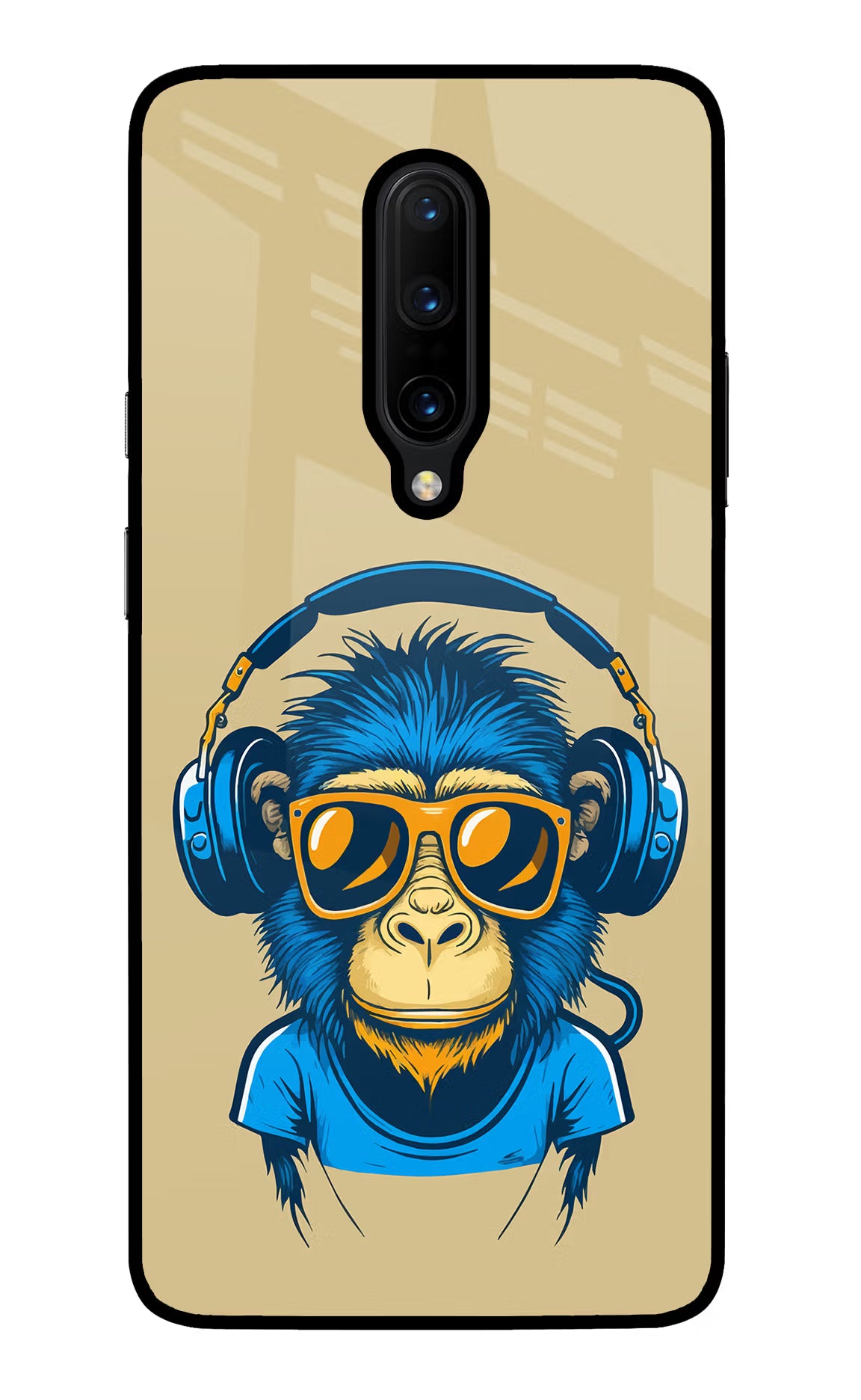 Monkey Headphone Oneplus 7 Pro Back Cover - Monkey Headphone Oneplus 7 Pro Glass Case Back Cover by Casekaro Monkey Headphone Oneplus 7 Pro Glass Case Back Cover by Casekaro