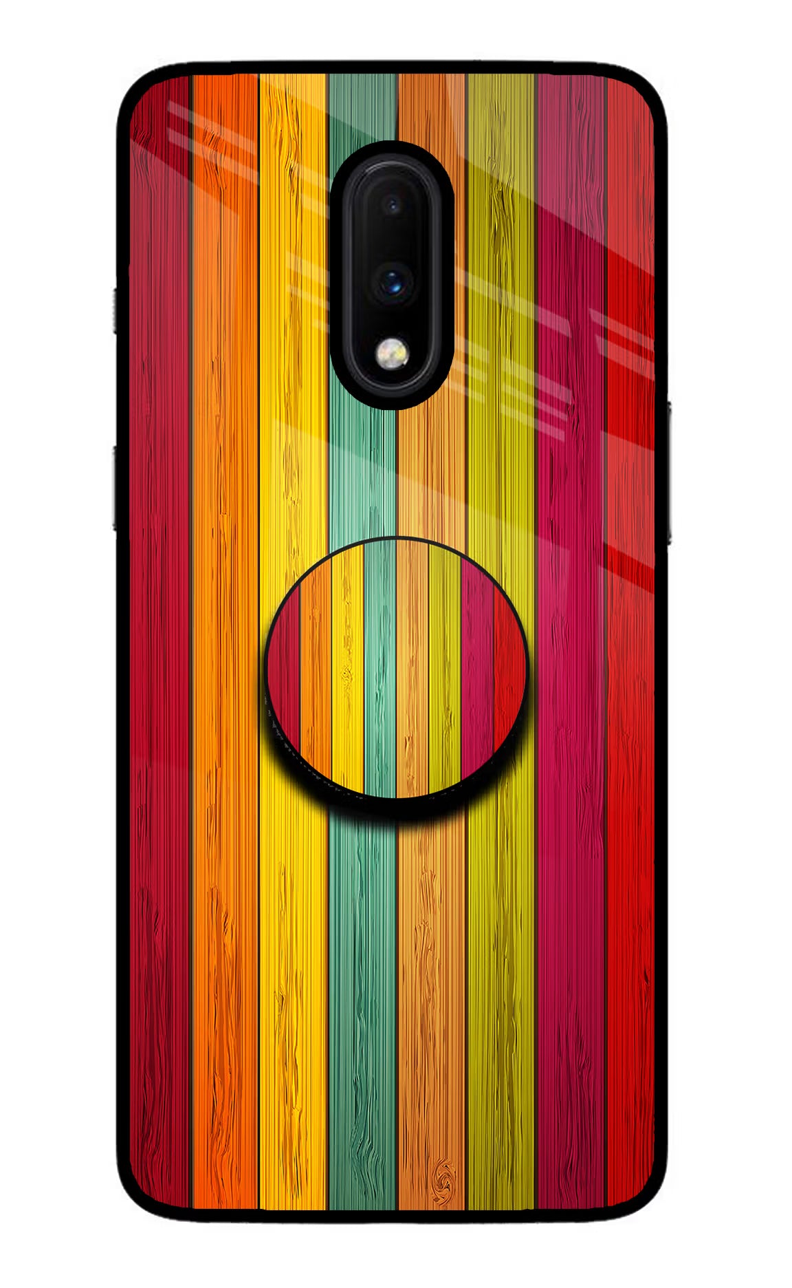 Multicolor Wooden Oneplus 7 Glass Case - Multicolor Wooden Oneplus 7 Glass Case Multicolor Wooden Oneplus 7 Glass Case