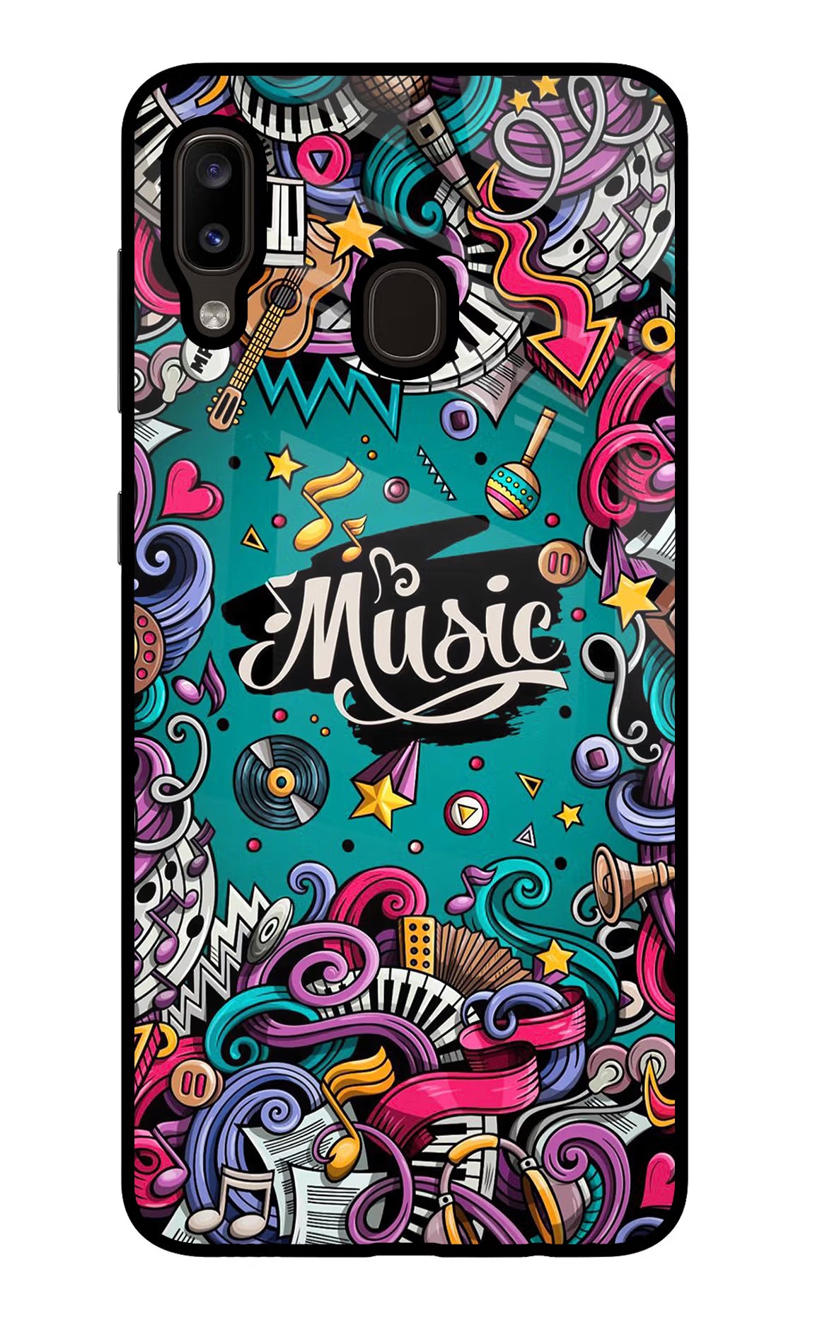 Music Graffiti Samsung A20/M10s Glass Case - Music Graffiti Samsung A20/M10s Glass Case Music Graffiti Samsung A20/M10s Glass Case