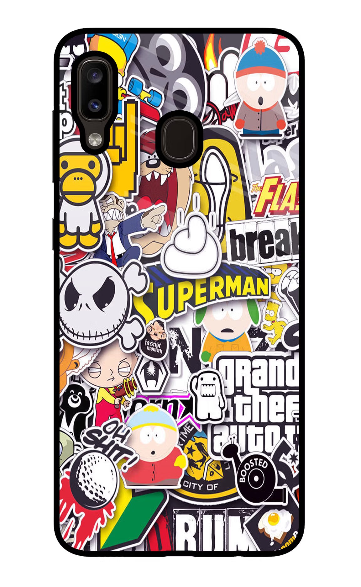 Sticker Bomb Samsung A20/M10s Glass Case - Sticker Bomb Samsung A20/M10s Glass Case Sticker Bomb Samsung A20/M10s Glass Case