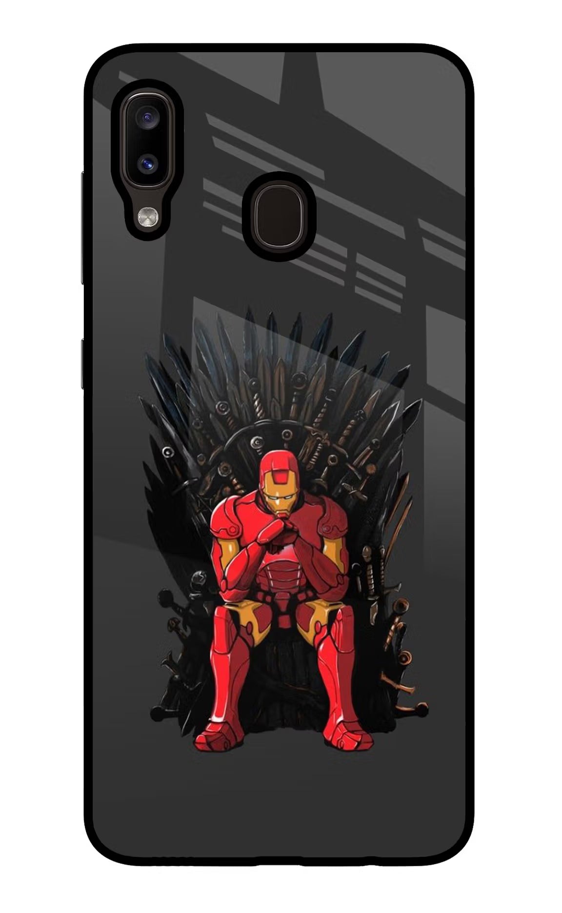 Ironman Throne Samsung A20/M10s Glass Case - Ironman Throne Samsung A20/M10s Glass Case Ironman Throne Samsung A20/M10s Glass Case