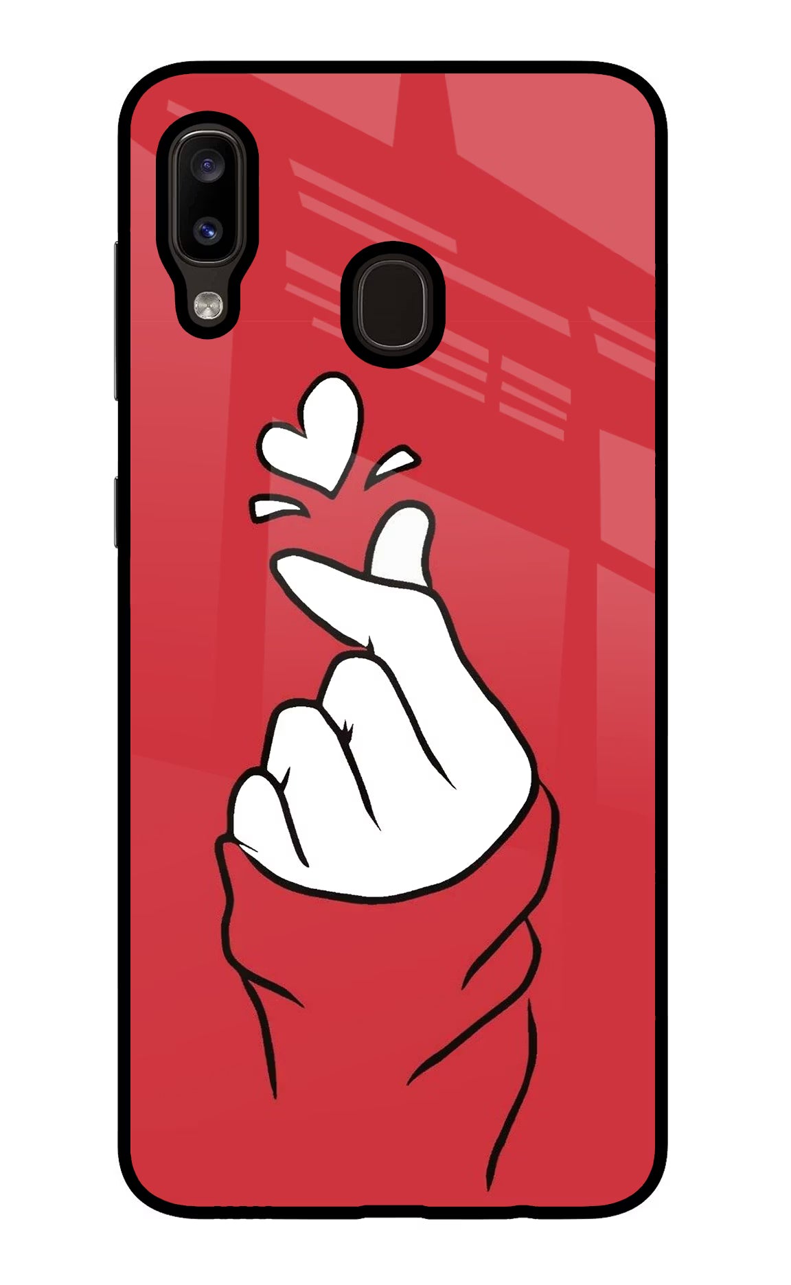 Korean Love Sign Samsung A20/M10s Glass Case - Korean Love Sign Samsung A20/M10s Glass Case Korean Love Sign Samsung A20/M10s Glass Case