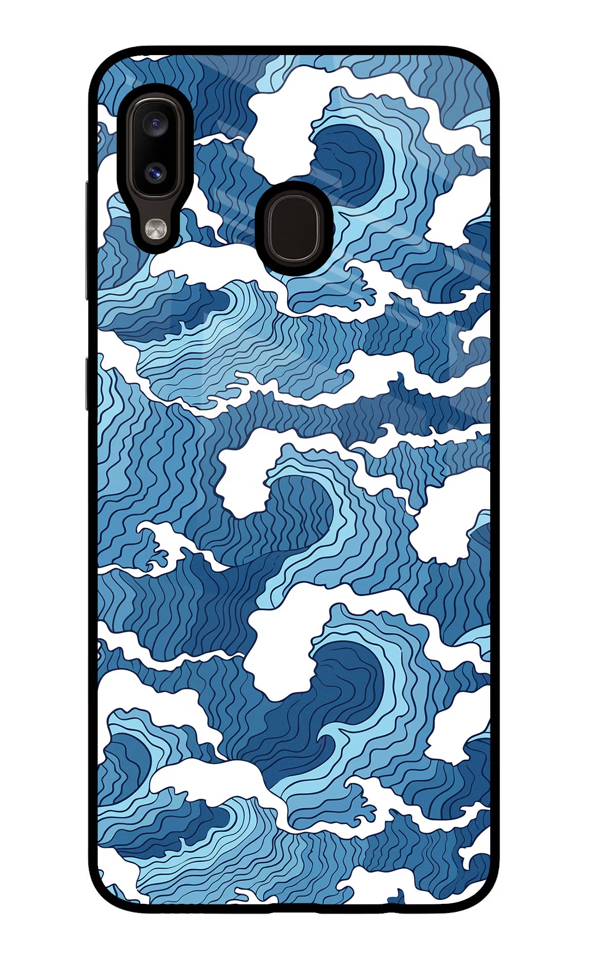 Blue Waves Samsung A20/M10s Glass Case - Blue Waves Samsung A20/M10s Glass Case Blue Waves Samsung A20/M10s Glass Case