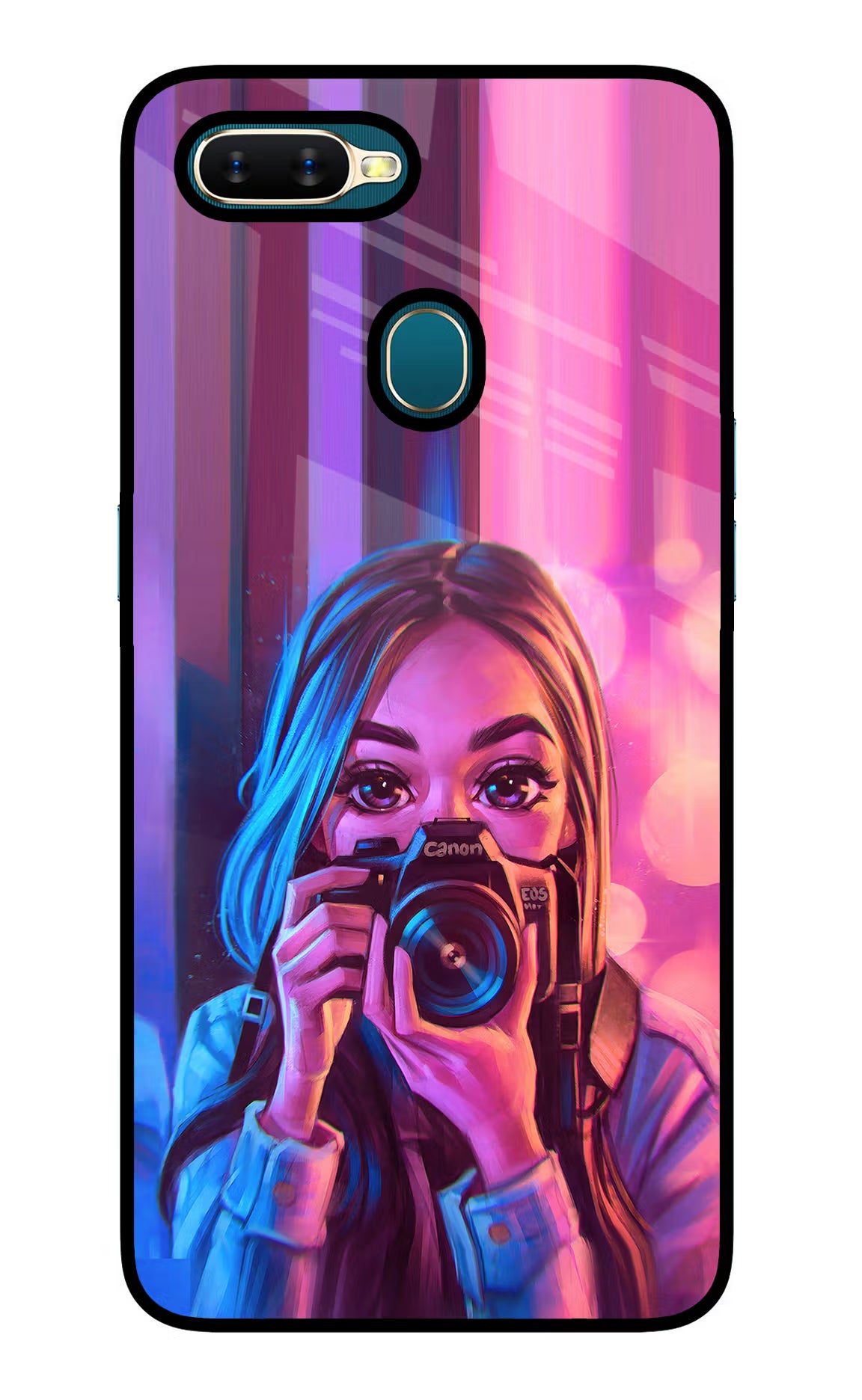 Girl Photographer Oppo A7/A5s/A12 Glass Case - Girl Photographer Oppo A7/A5s/A12 Glass Case Girl Photographer Oppo A7/A5s/A12 Glass Case