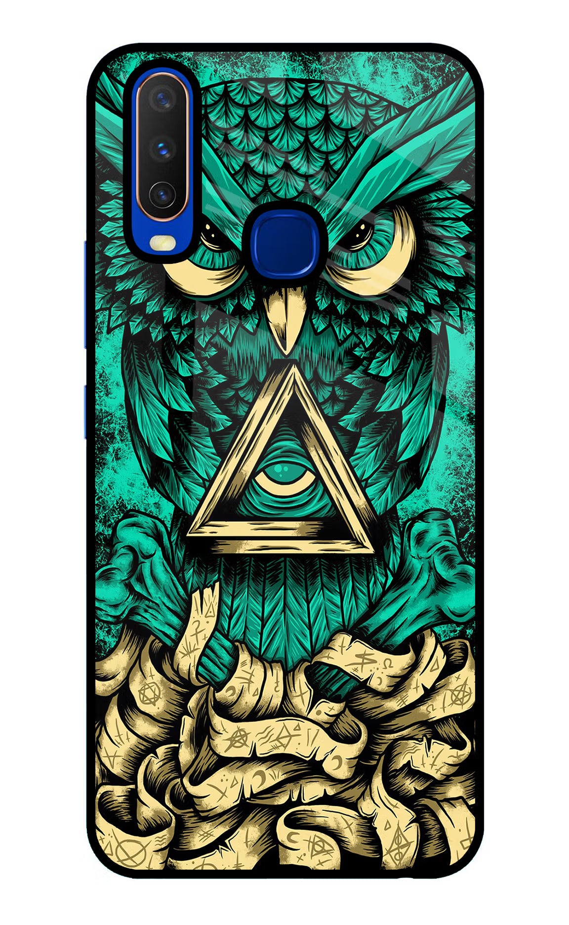 Green Owl Vivo Y15/Y17 Glass Case - Green Owl Vivo Y15/Y17 Glass Case Green Owl Vivo Y15/Y17 Glass Case