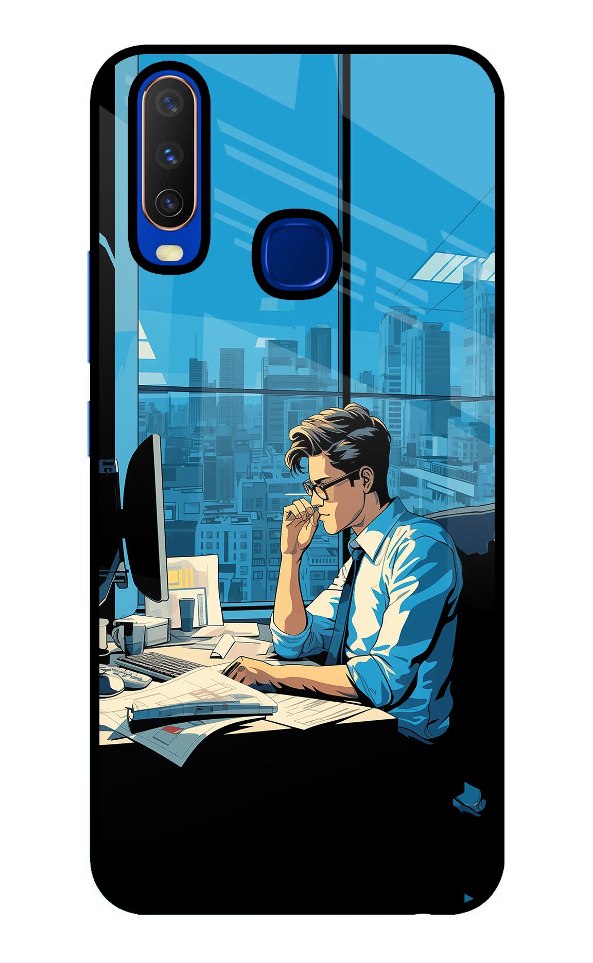 Focused Hustler (AI Generated) Vivo Y15/Y17 Glass Case - Focused Hustler (AI Generated) Vivo Y15/Y17 Glass Case Focused Hustler (AI Generated) Vivo Y15/Y17 Glass Case