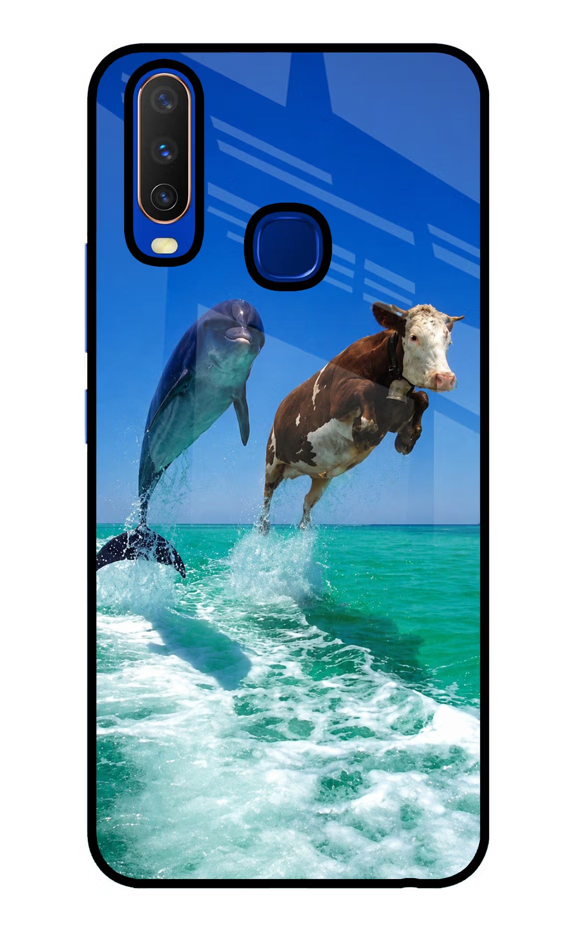 Dolphin vs Cow Vivo Y15/Y17 Glass Case - Dolphin vs Cow Vivo Y15/Y17 Glass Case Dolphin vs Cow Vivo Y15/Y17 Glass Case