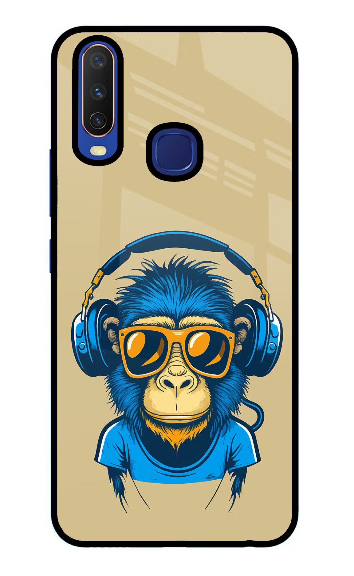 Monkey Headphone Vivo Y11/Y12/U10 Glass Case - Monkey Headphone Vivo Y11/Y12/U10 Glass Case Monkey Headphone Vivo Y11/Y12/U10 Glass Case