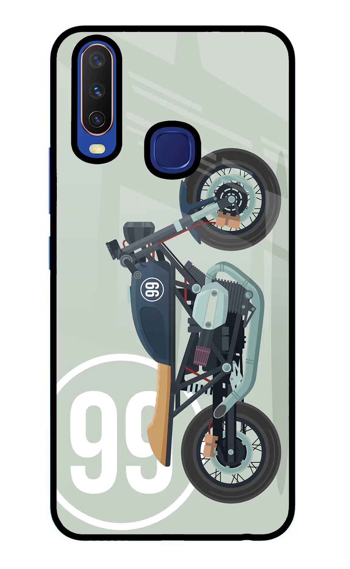 Classic Cafe Racer 99 Vivo Y11/Y12/U10 Glass Case - Classic Cafe Racer 99 Vivo Y11/Y12/U10 Glass Case Classic Cafe Racer 99 Vivo Y11/Y12/U10 Glass Case