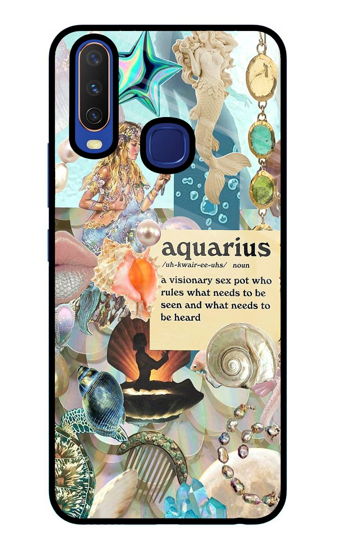 Aquarius Zodiac Vivo Y11/Y12/U10 Glass Case - Aquarius Zodiac Vivo Y11/Y12/U10 Glass Case Aquarius Zodiac Vivo Y11/Y12/U10 Glass Case